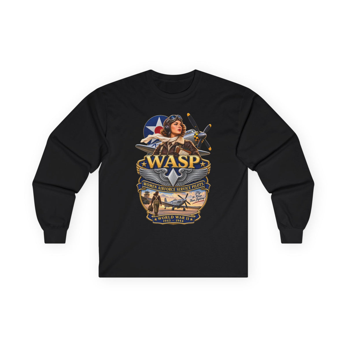 Unisex Ultra Cotton Long Sleeve Tee - WASP - Women Airforce Service Pilot - WWII - 3D - Enhanced
