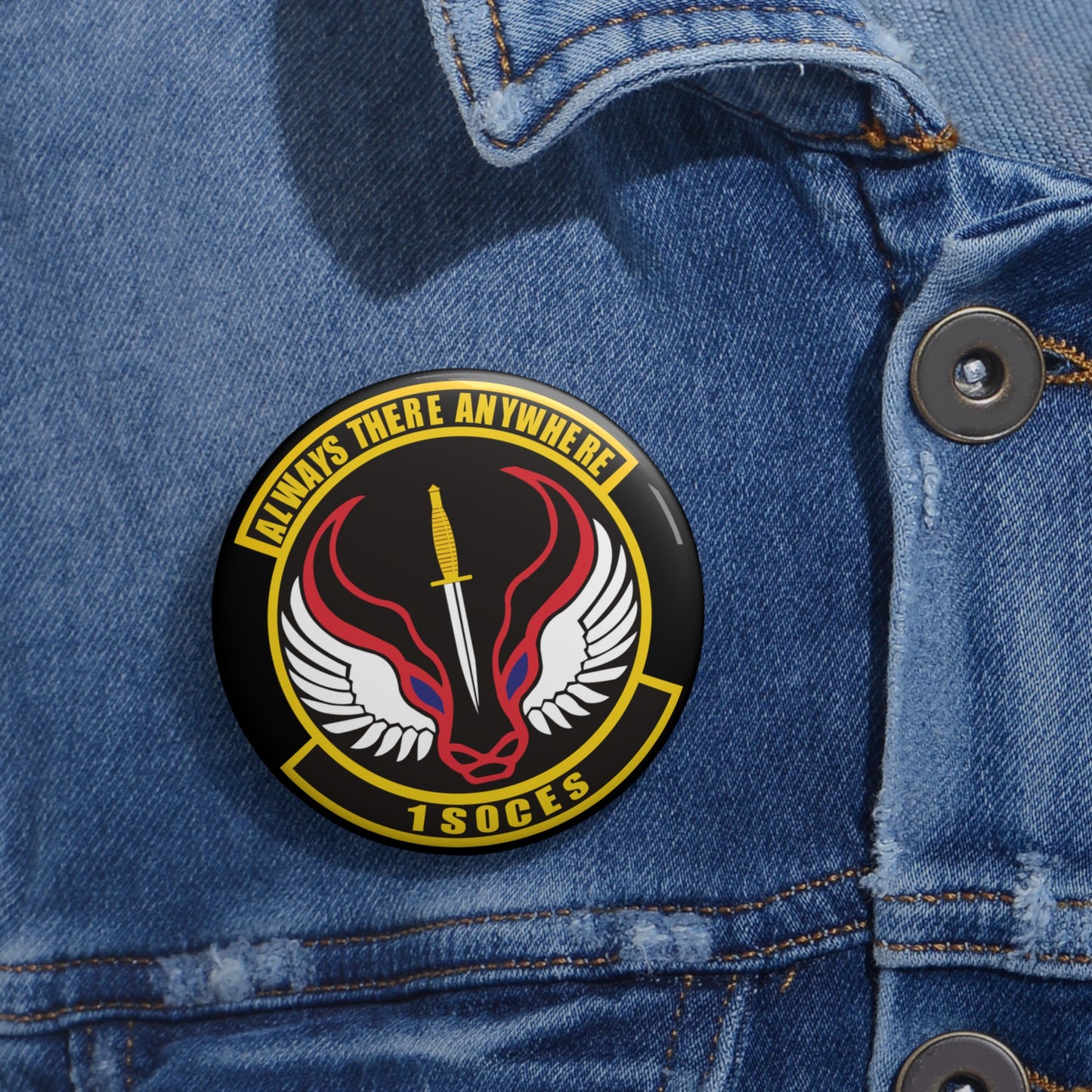 Custom Pin Button - USAF - 1st Special Operations Civil Engineer Sq wo txt