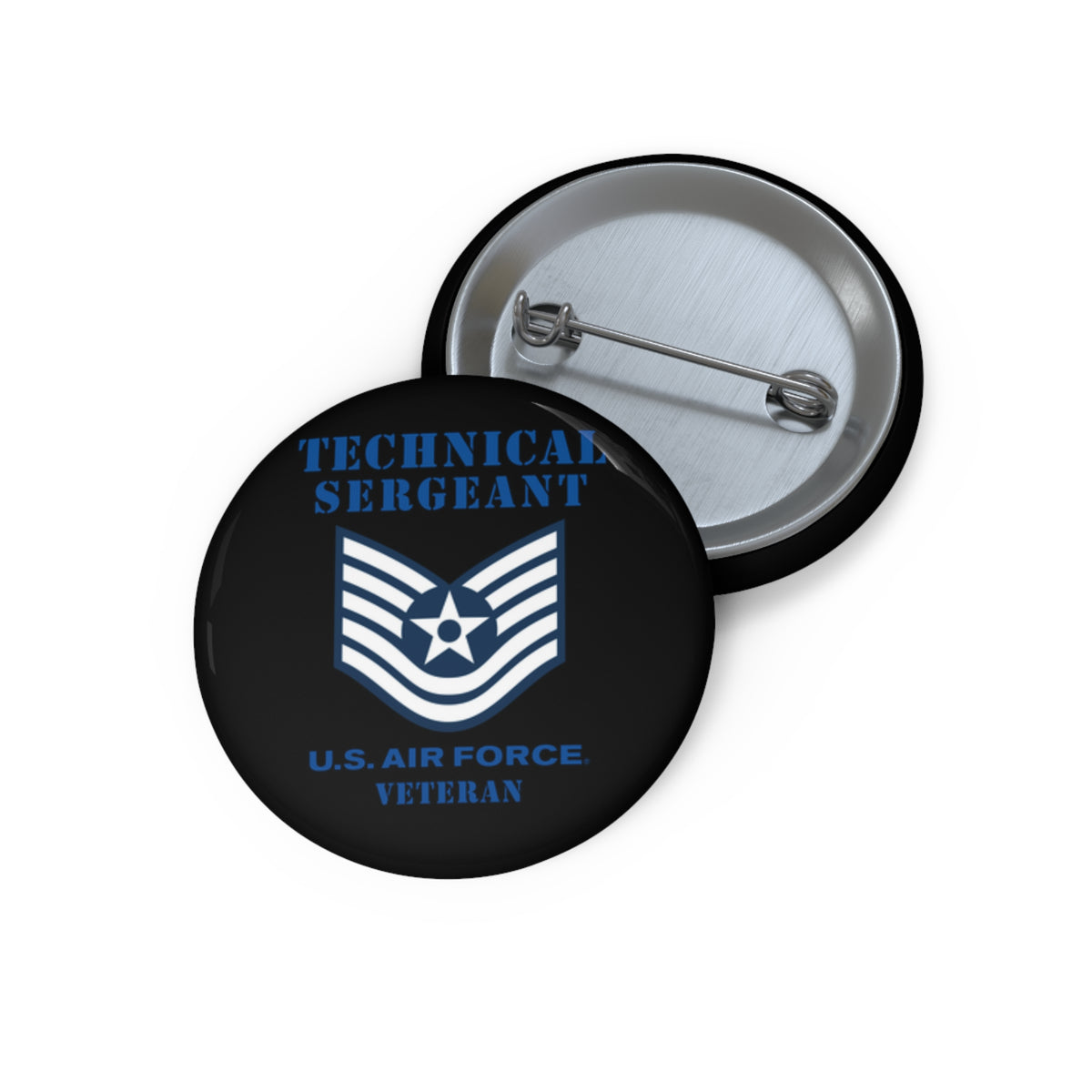 Custom Pin Button - USAF - Technical Sergeant (E6) - 2020 - Veteran