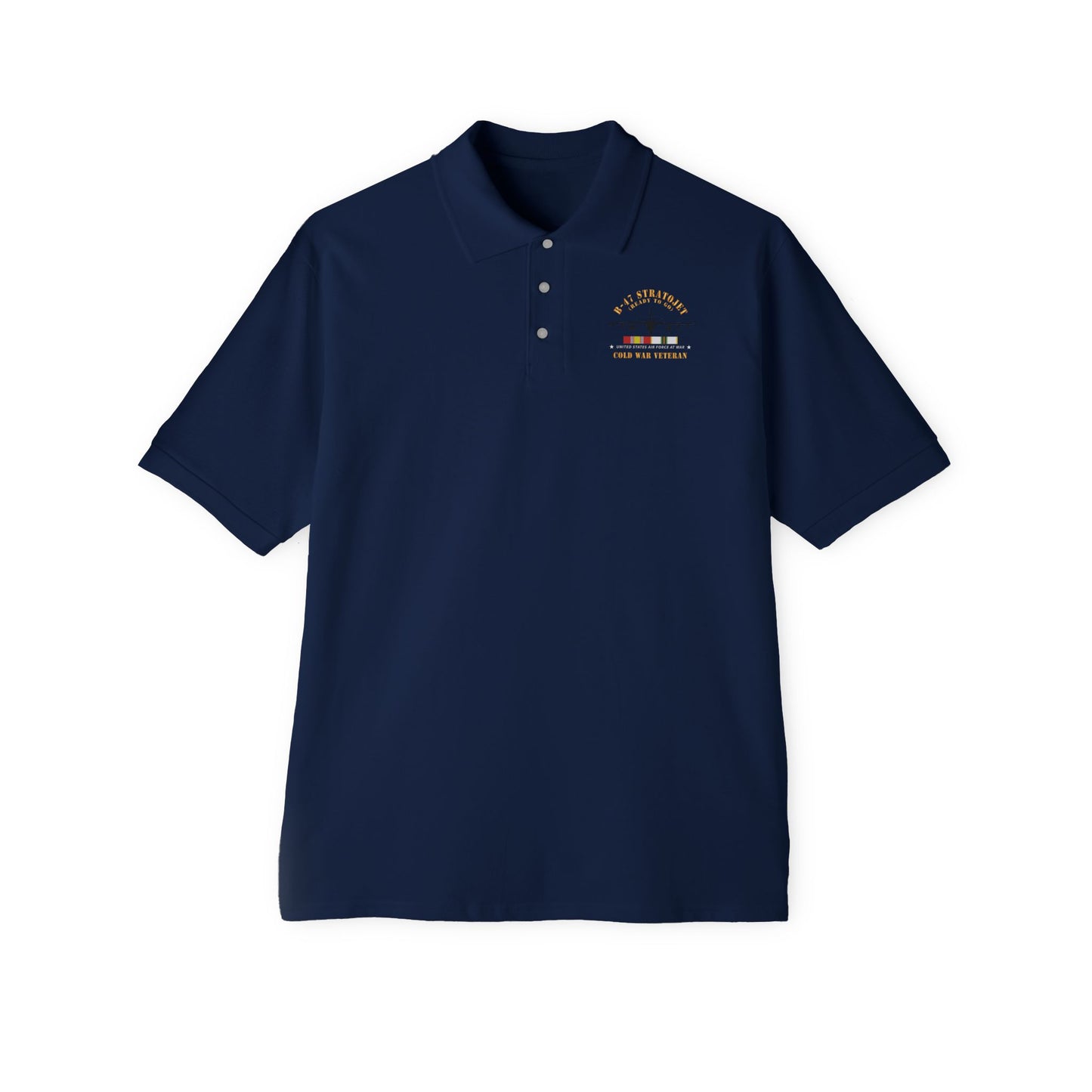Men's Piqué Polo - USAF - B-47 Stratojet - Ready to Go - Silhouette - Cold War Veteran X 300