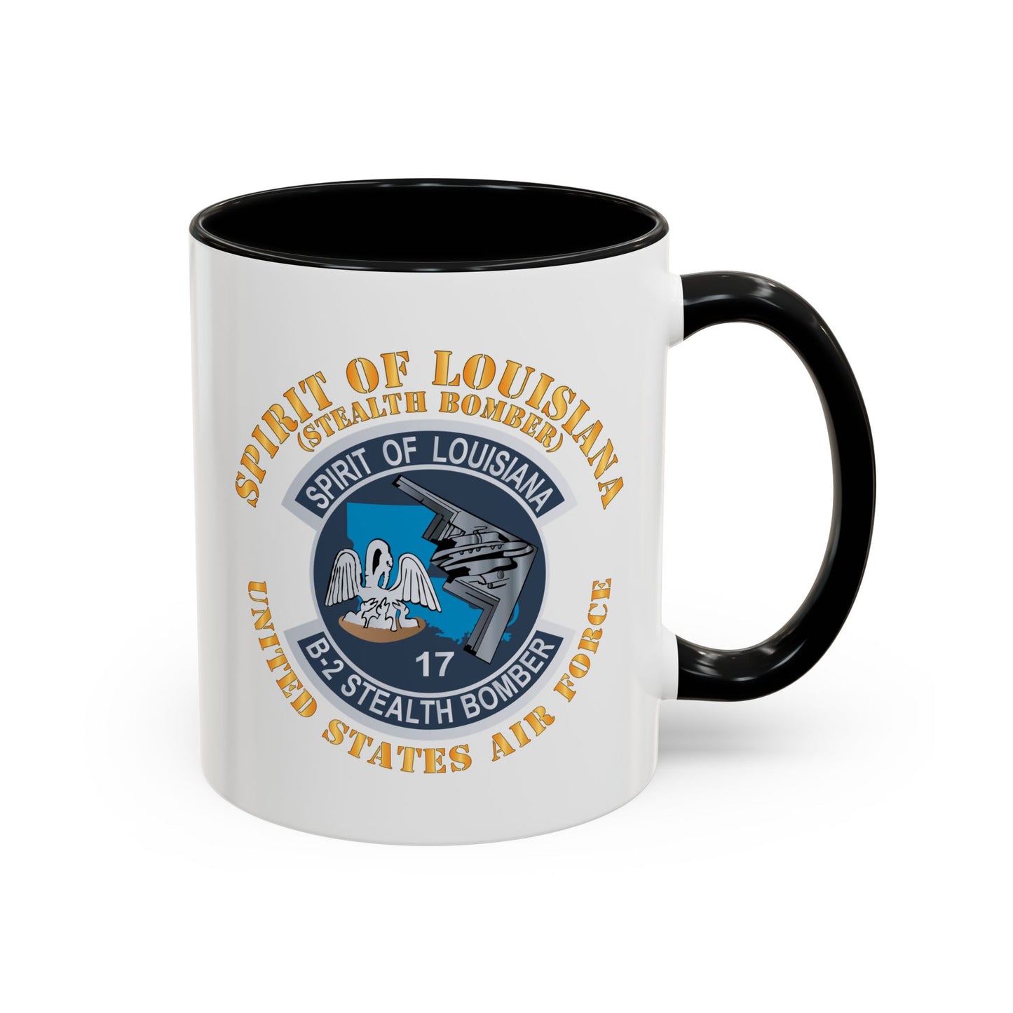 Accent Coffee Mug (11oz & 15oz) - USAF - B2 - Spirit of Louisiana - Stealth Bomber X 300