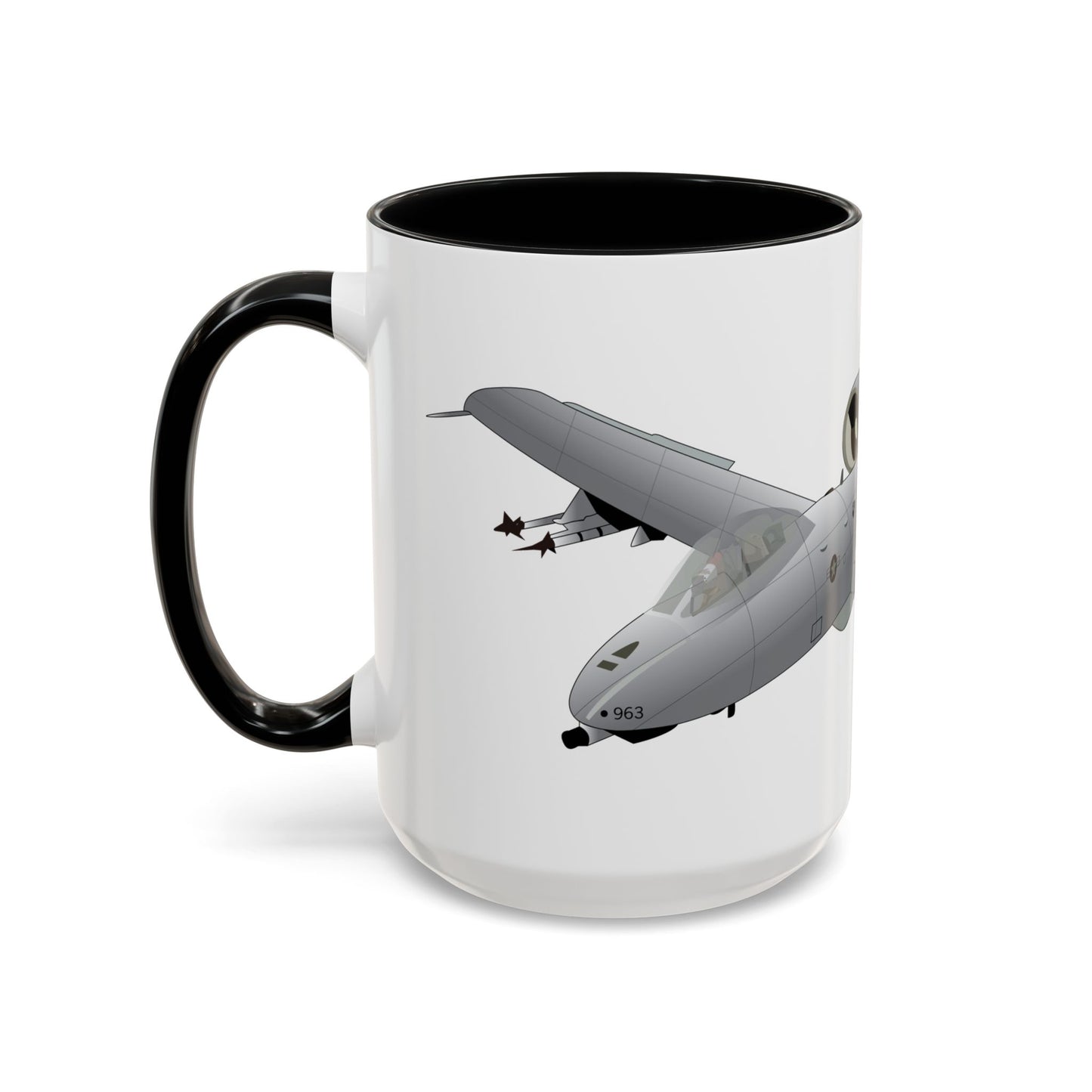 Accent Coffee Mug (11oz & 15oz) - Aircraft - A10 - Front - Top - Oblique X 300