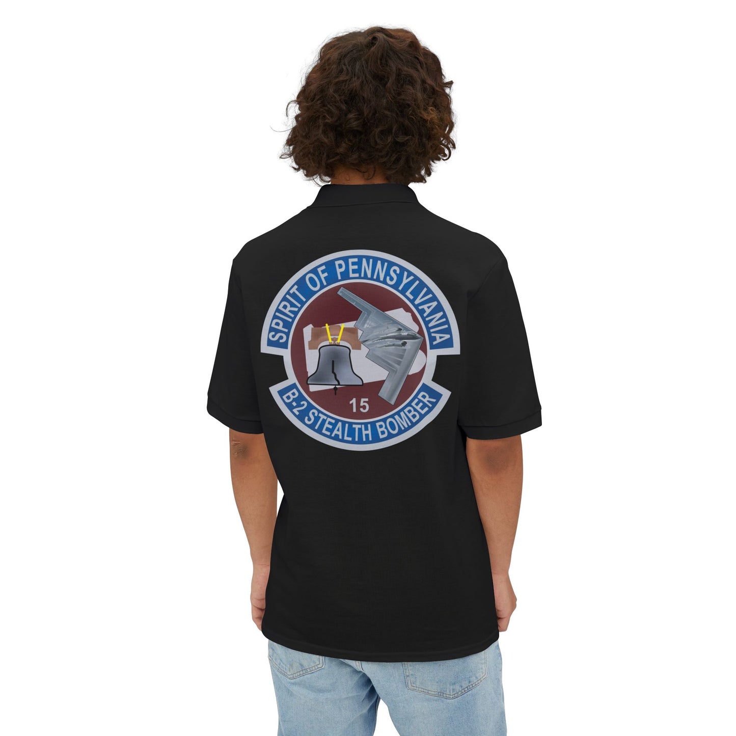 Men's Piqué Polo - USAF - B2 - Spirit of Pennsylvania Stealth Bomber wo Txt X 300
