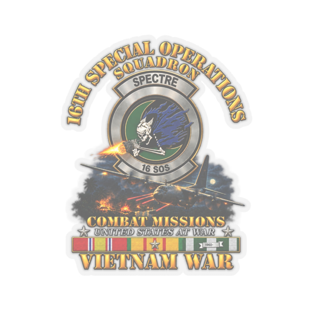 Kiss-Cut Stickers - SOF - 16th SOS - Combat Missions w VN SVC - 3D - Enhanced