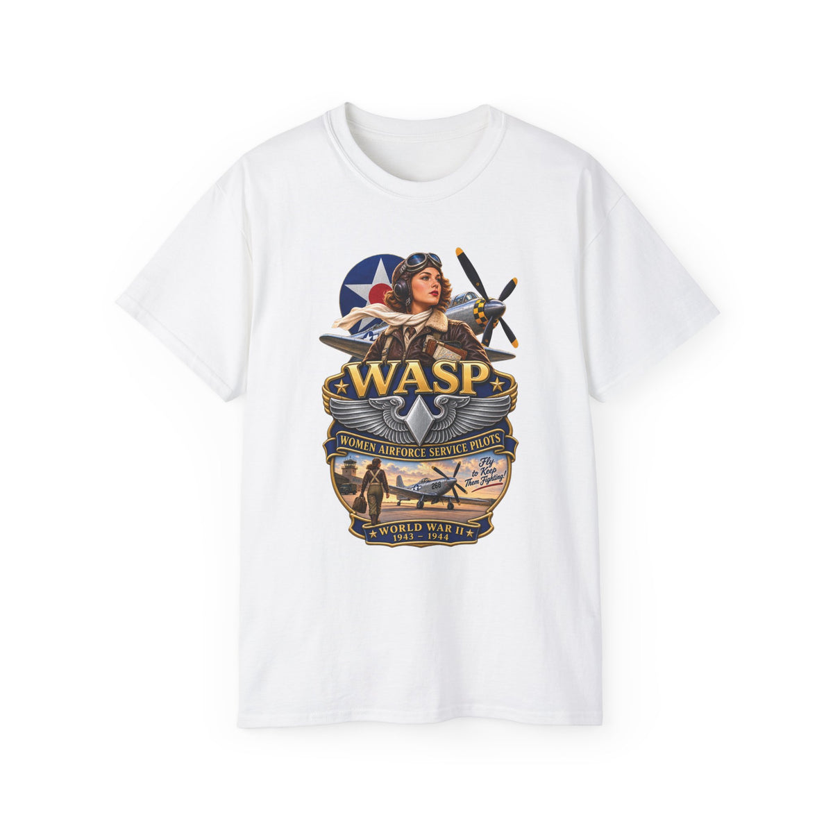 Unisex Ultra Cotton Tee - WASP - Women Airforce Service Pilot - WWII - 3D - Enhanced