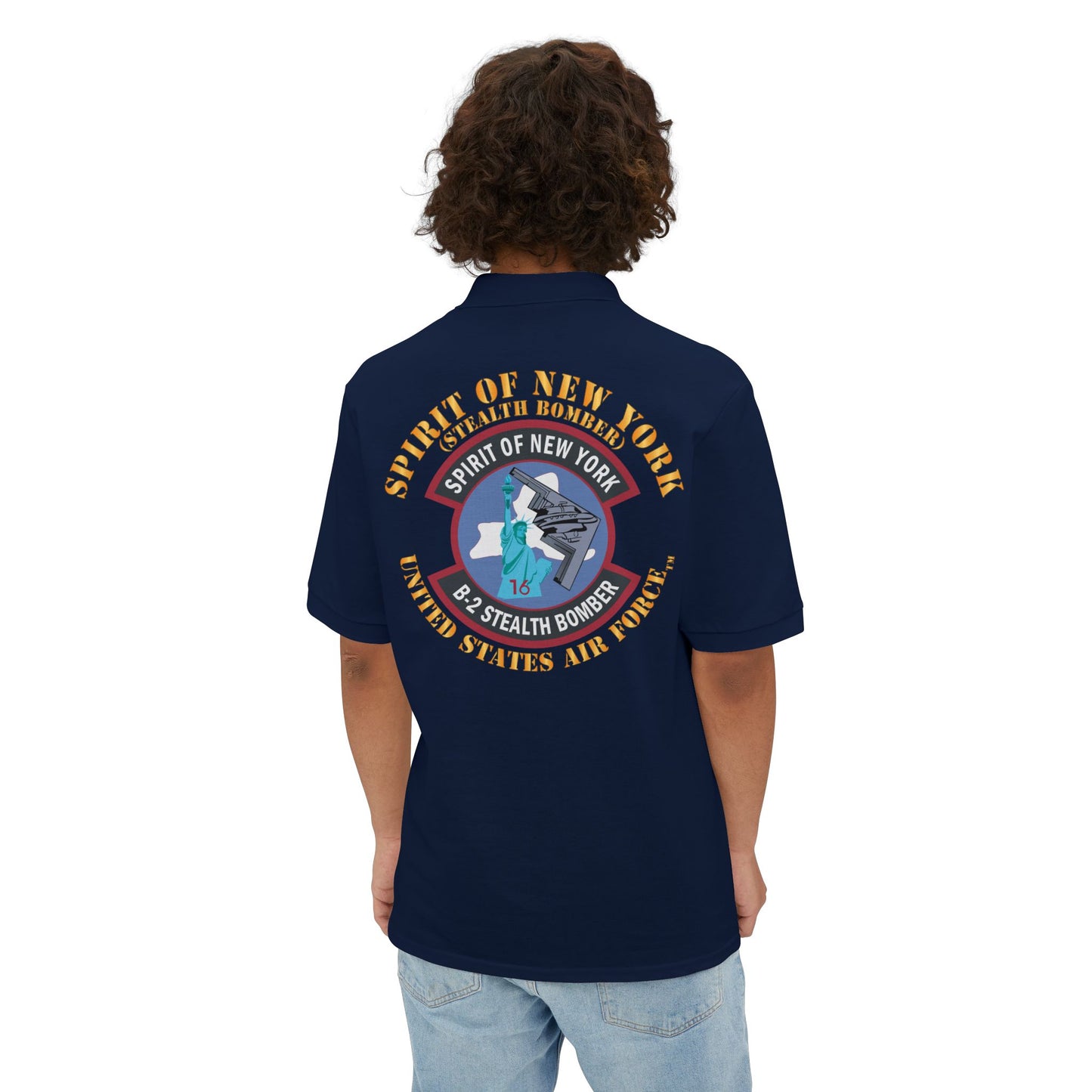 Men's Piqué Polo - USAF - B2 - Spirit of New York - Stealth Bomber X 300