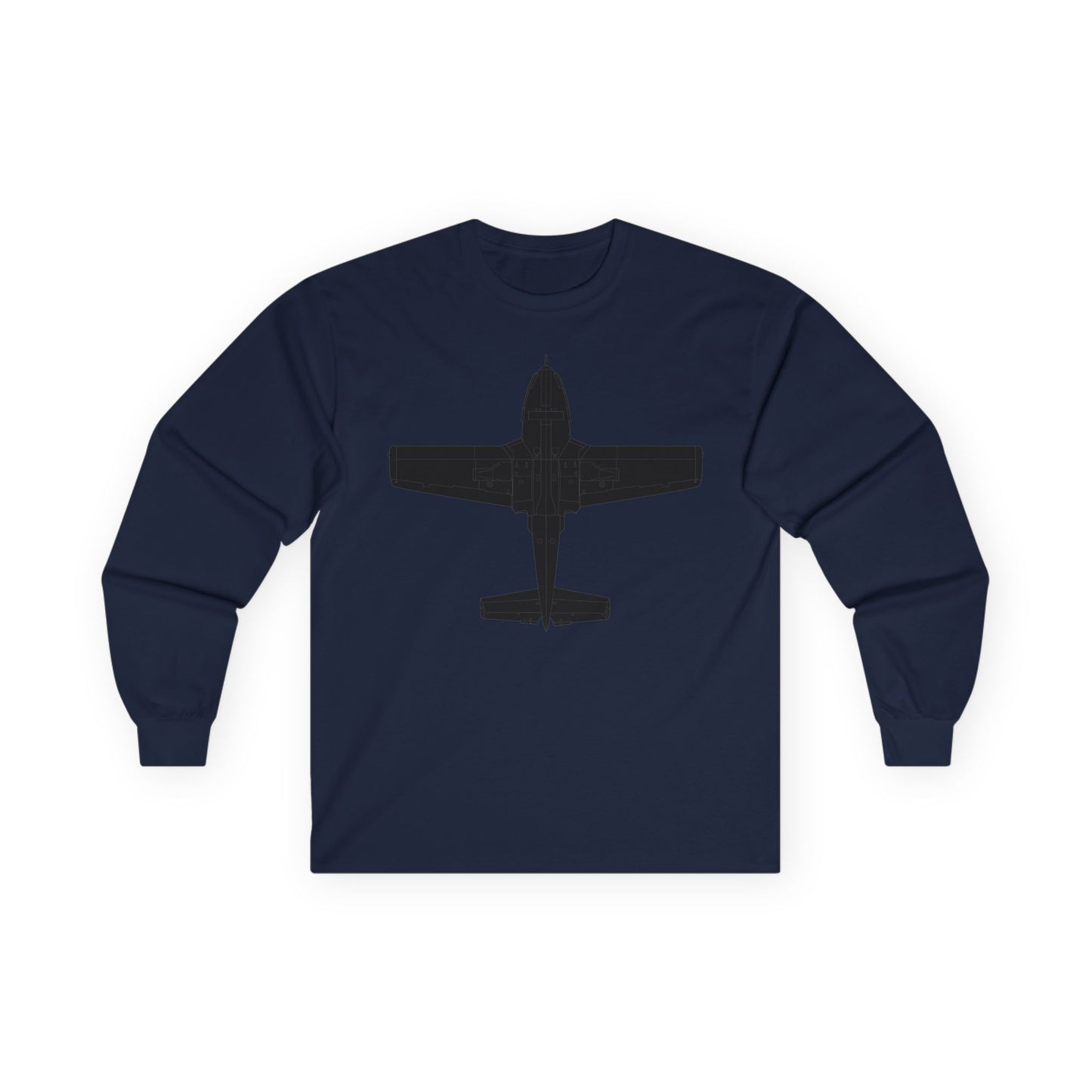 Unisex Ultra Cotton Long Sleeve Tee - Aircraft - T-37-Trainer - Bottom - Black - Metal X 300