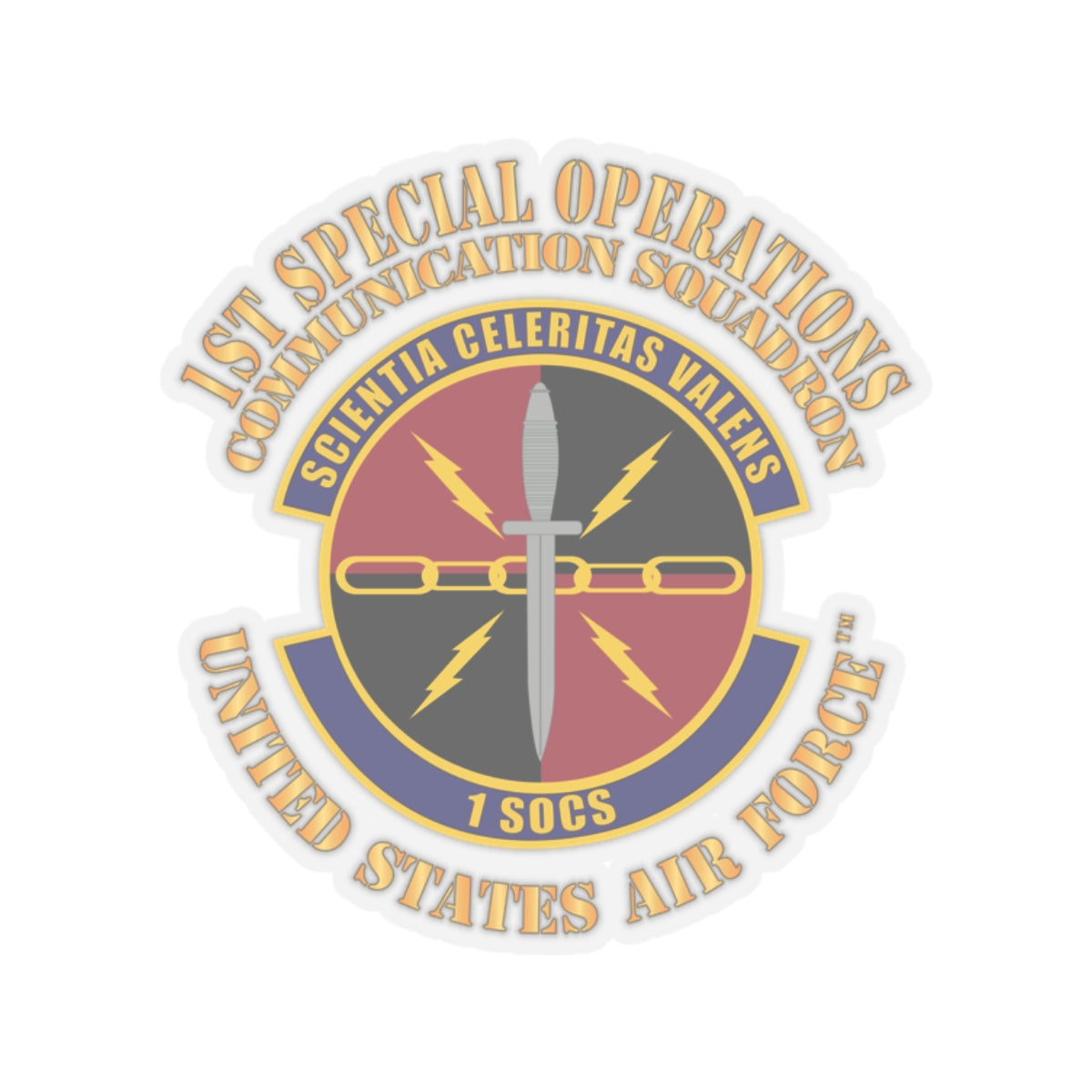 Kiss-Cut Stickers - USAF - 1st Special Operations Communication Squadron X 300