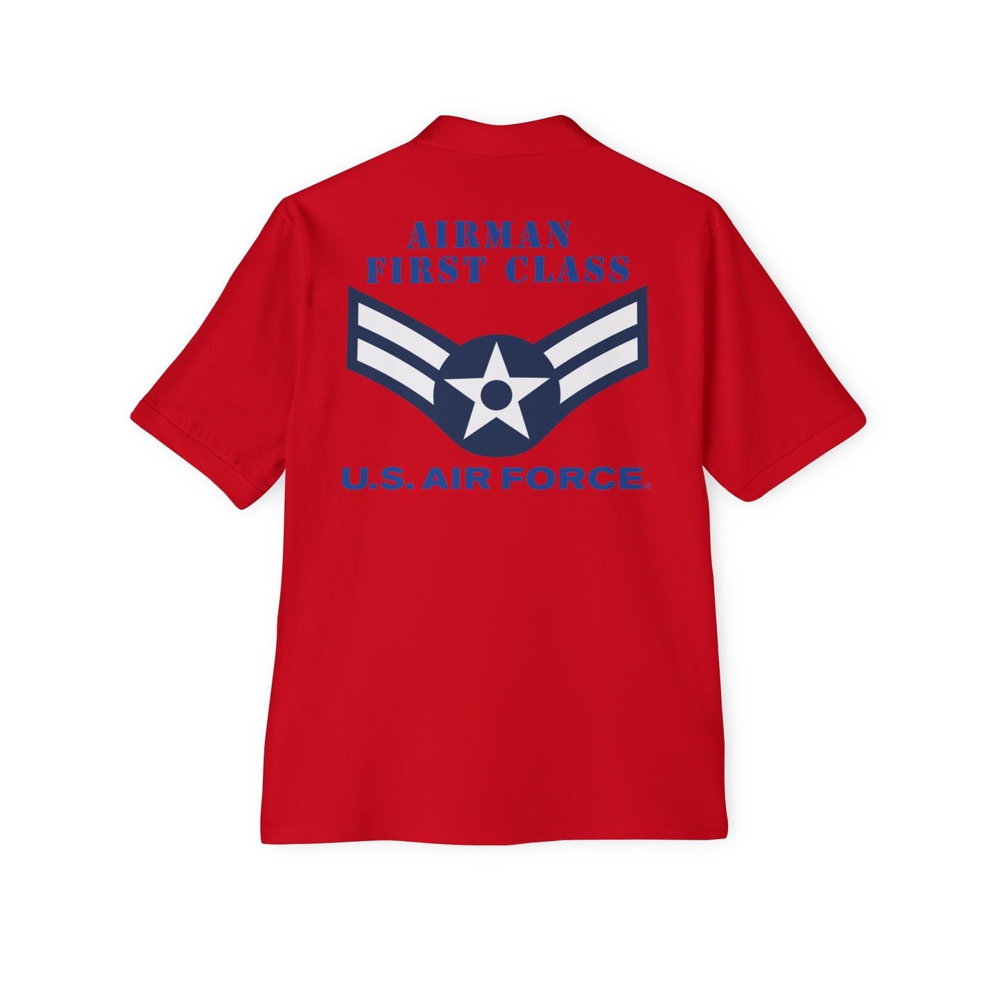 Men's Piqué Polo - USAF - Airman - First Class (E3) - 2020 - US Air Force w Text X 300