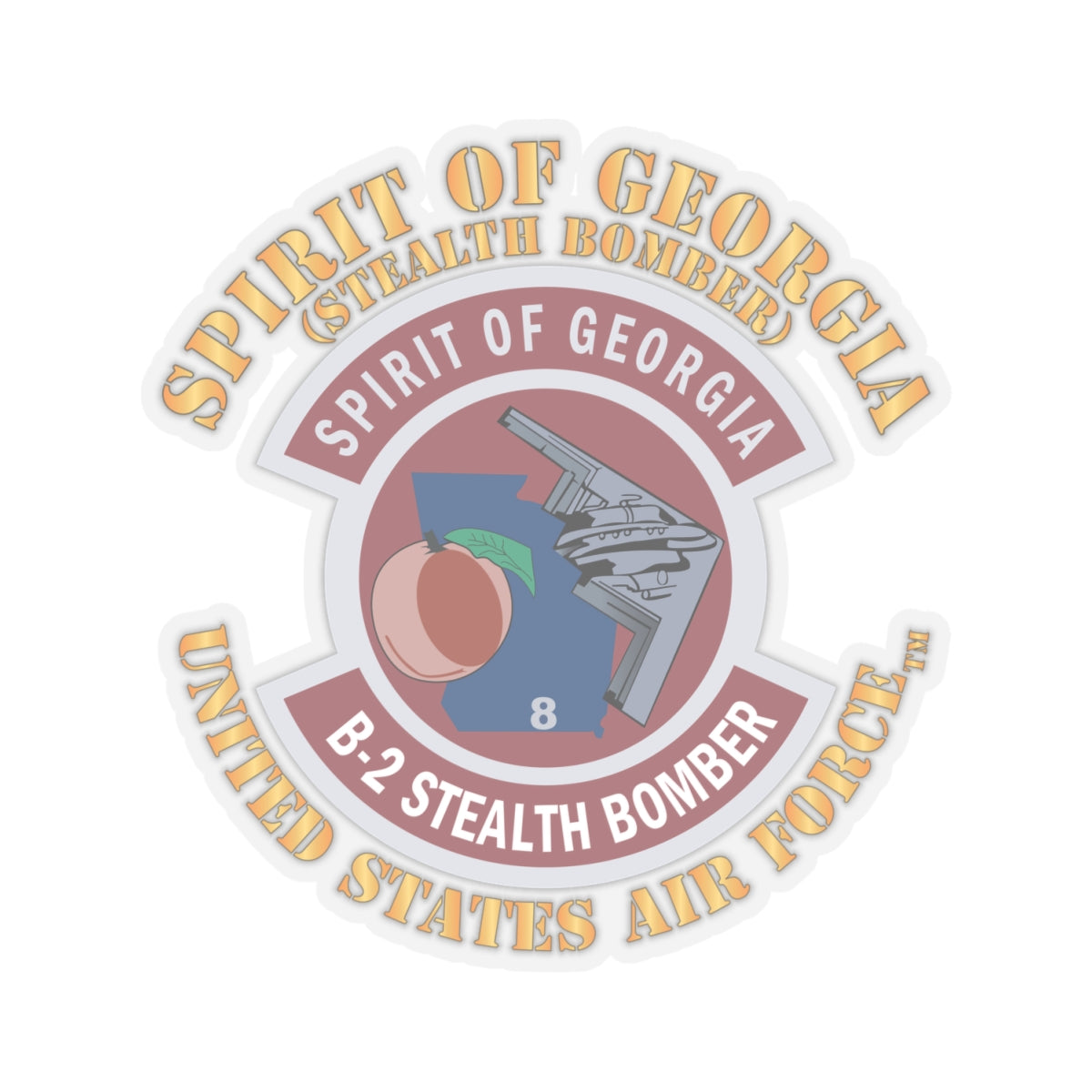 Kiss-Cut Stickers - USAF - B2 - Spirit of Georgia - Stealth Bomber X 300