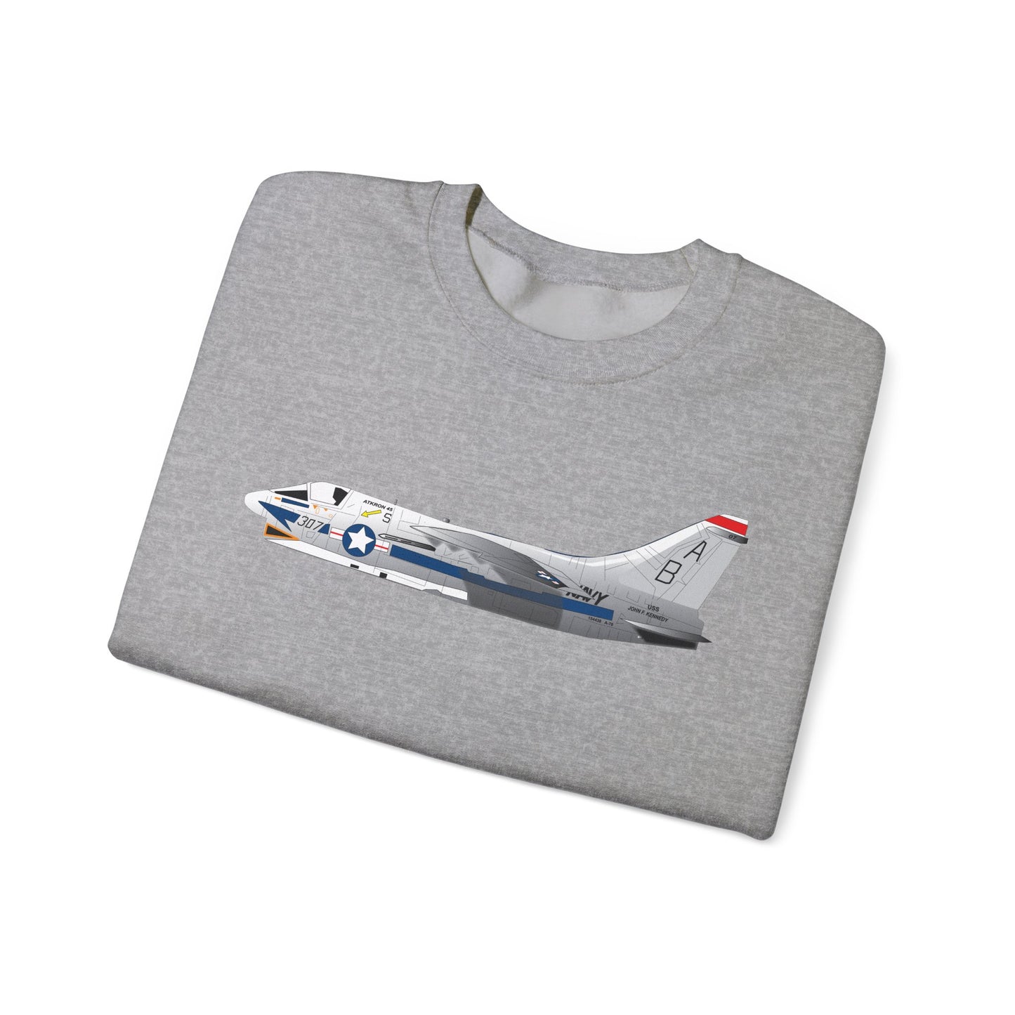 Crewneck Sweatshirt - Aircraft - Navy - A-7B Corsair II - Side X 300