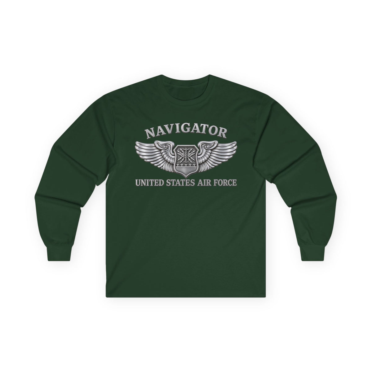Unisex Ultra Cotton Long Sleeve Tee - USAF - Navigator Badge - United States Air Force - 3D - Enhanced