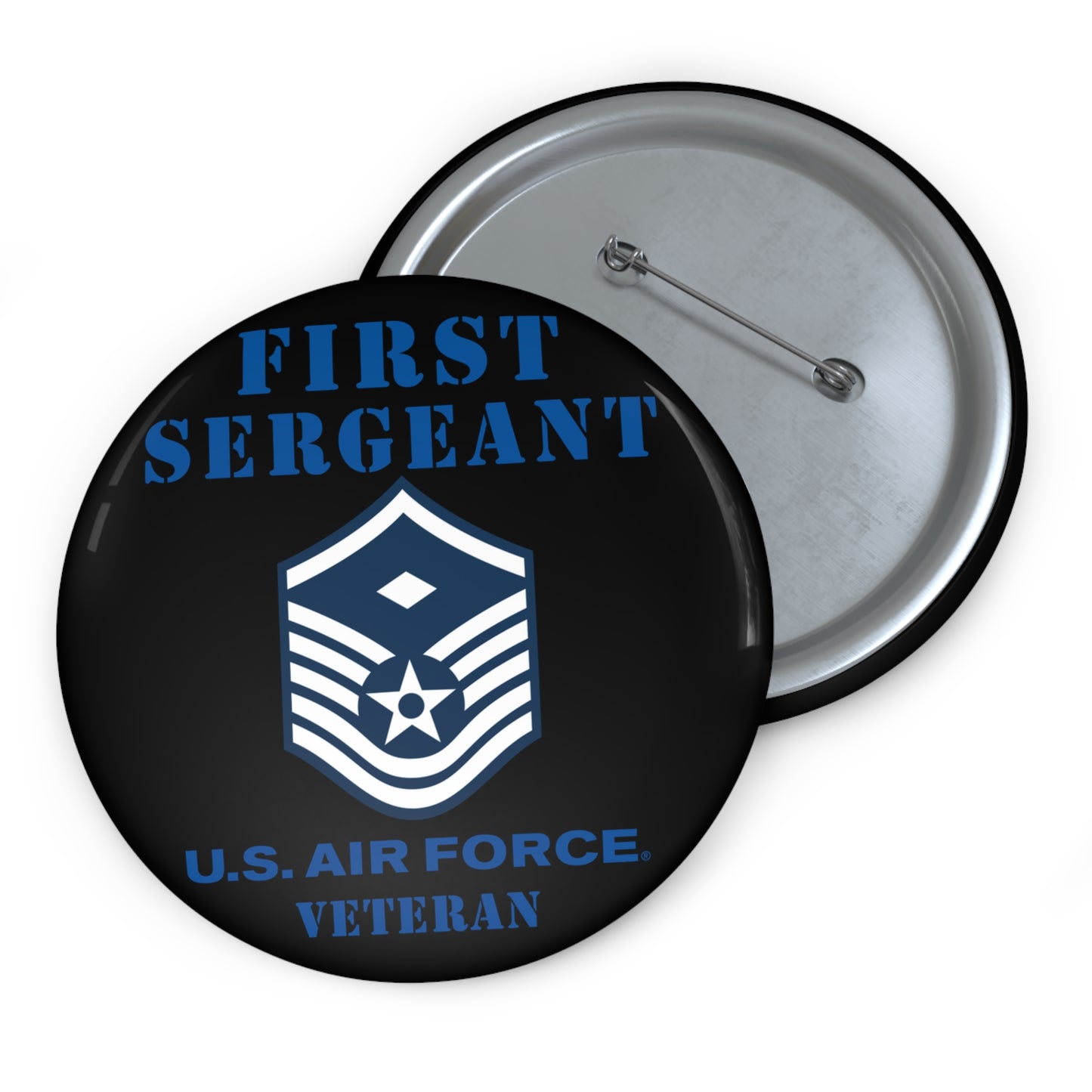 Custom Pin Button - USAF - First Sergeant (E7b) - 2020 - Veteran