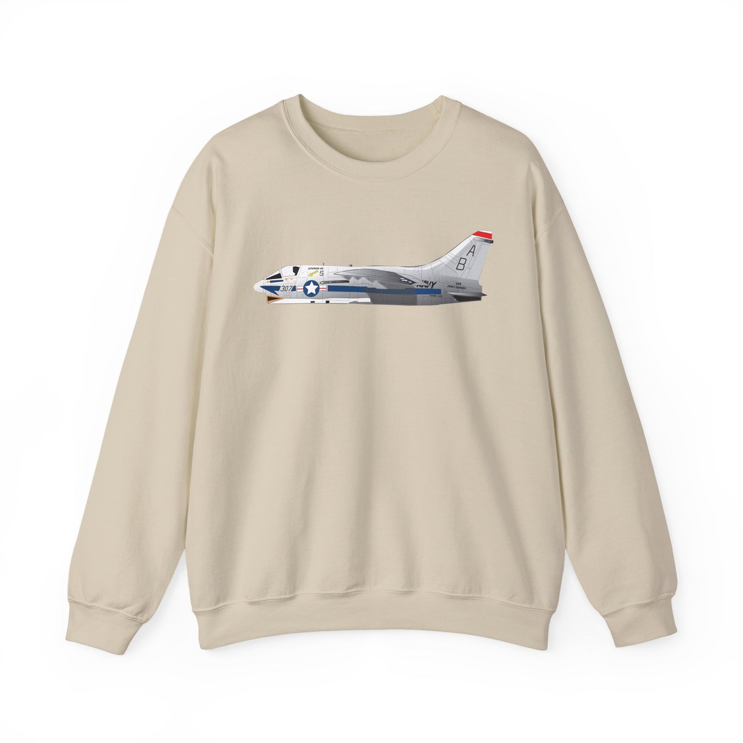 Crewneck Sweatshirt - Aircraft - Navy - A-7B Corsair II - Side X 300