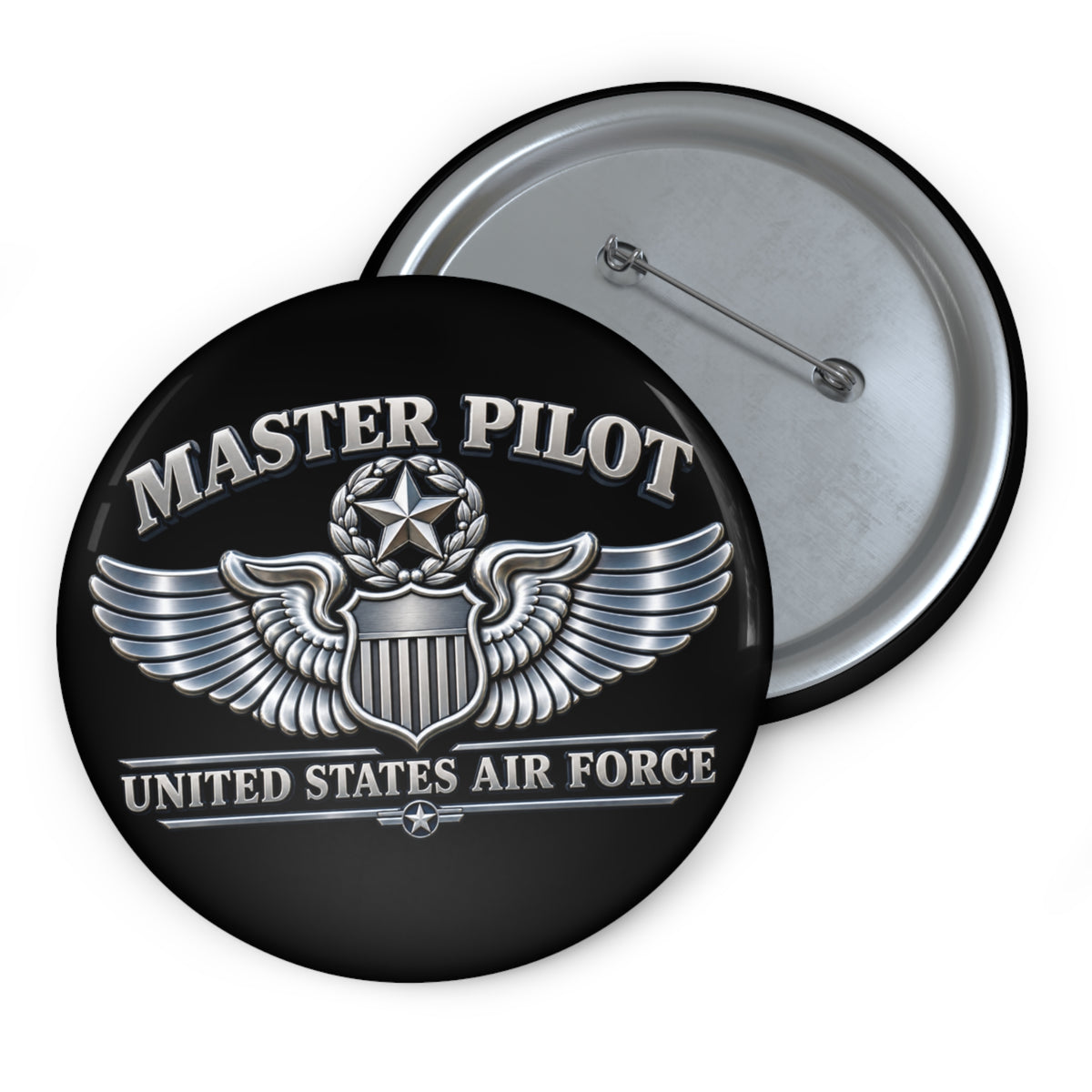 Custom Pin Button - USAF - Master Pilot Badge - United States Air Force - 3D - Enhanced