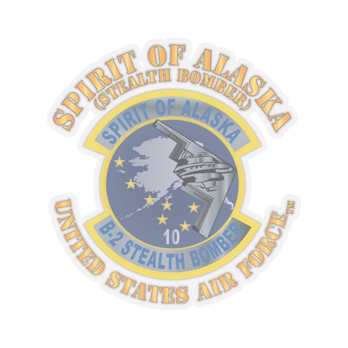Kiss-Cut Stickers - USAF - B2 - Spirit of Alaska - Stealth Bomber X 300
