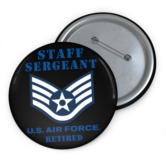 Custom Pin Button - USAF - Staff Sergeant (E5) - 2020 - Retired