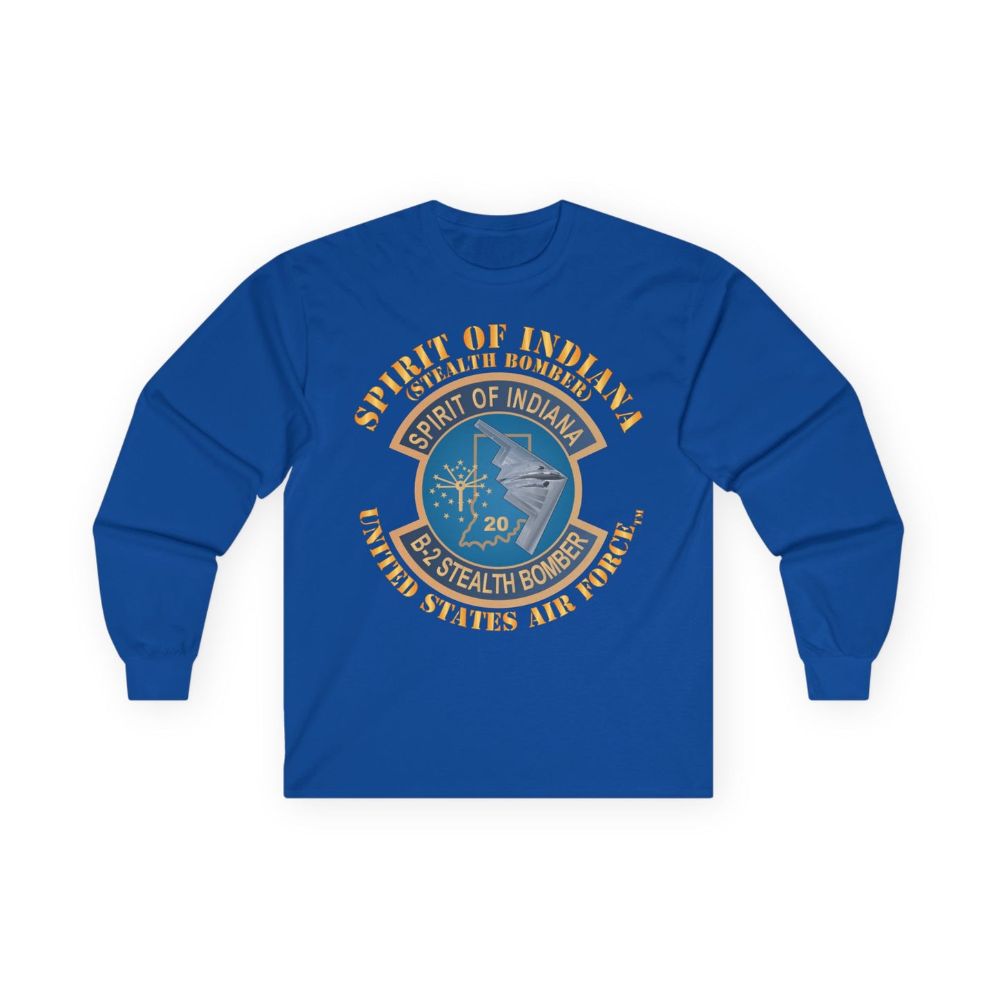 Unisex Ultra Cotton Long Sleeve Tee - USAF - B2 - Spirit of Indiana - Stealth Bomber X 300