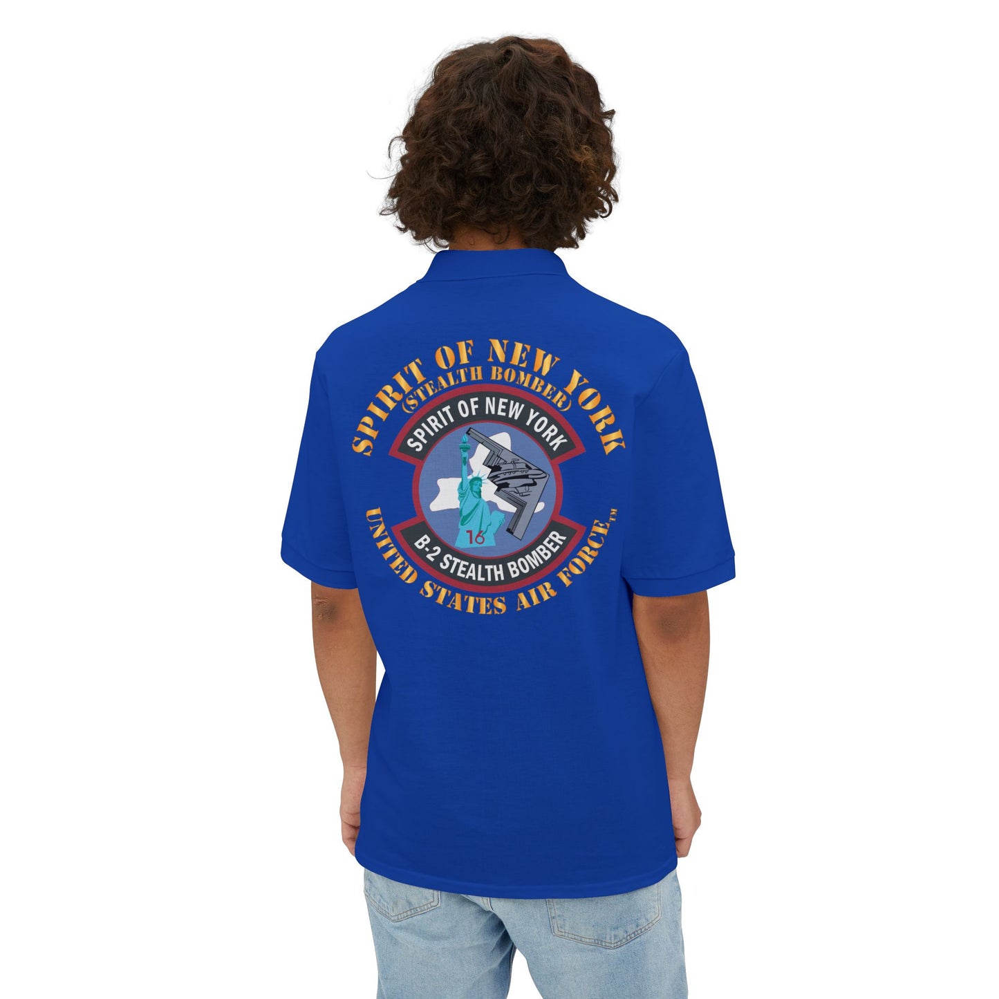 Men's Piqué Polo - USAF - B2 - Spirit of New York - Stealth Bomber X 300