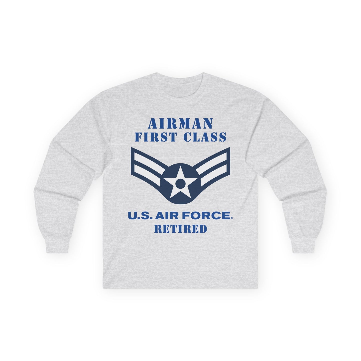 Unisex Ultra Cotton Long Sleeve Tee - USAF - Airman - First Class (E3) - 2020 - Retired