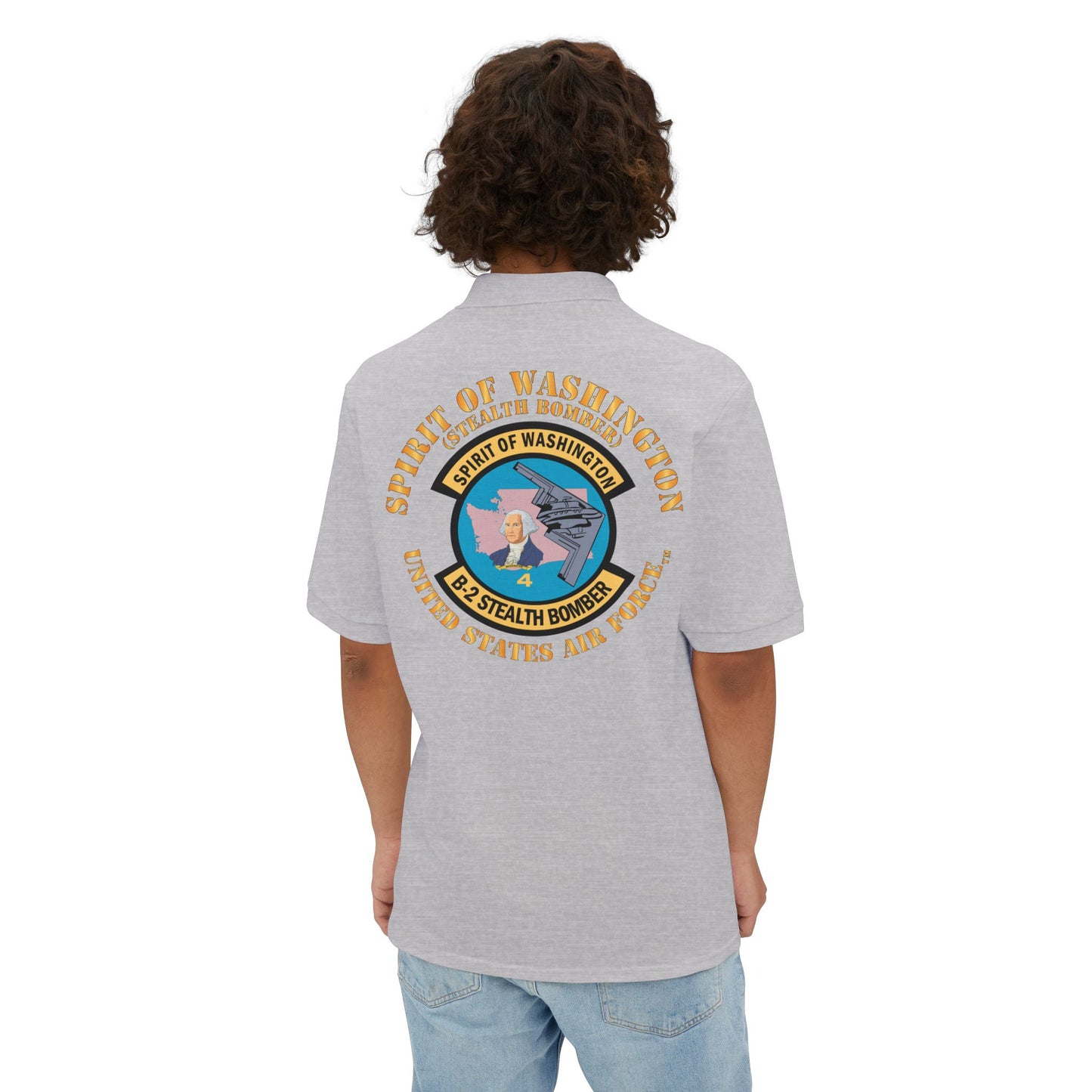 Men's Piqué Polo - USAF - B2 - Spirit of Washington - Stealth Bomber X 300