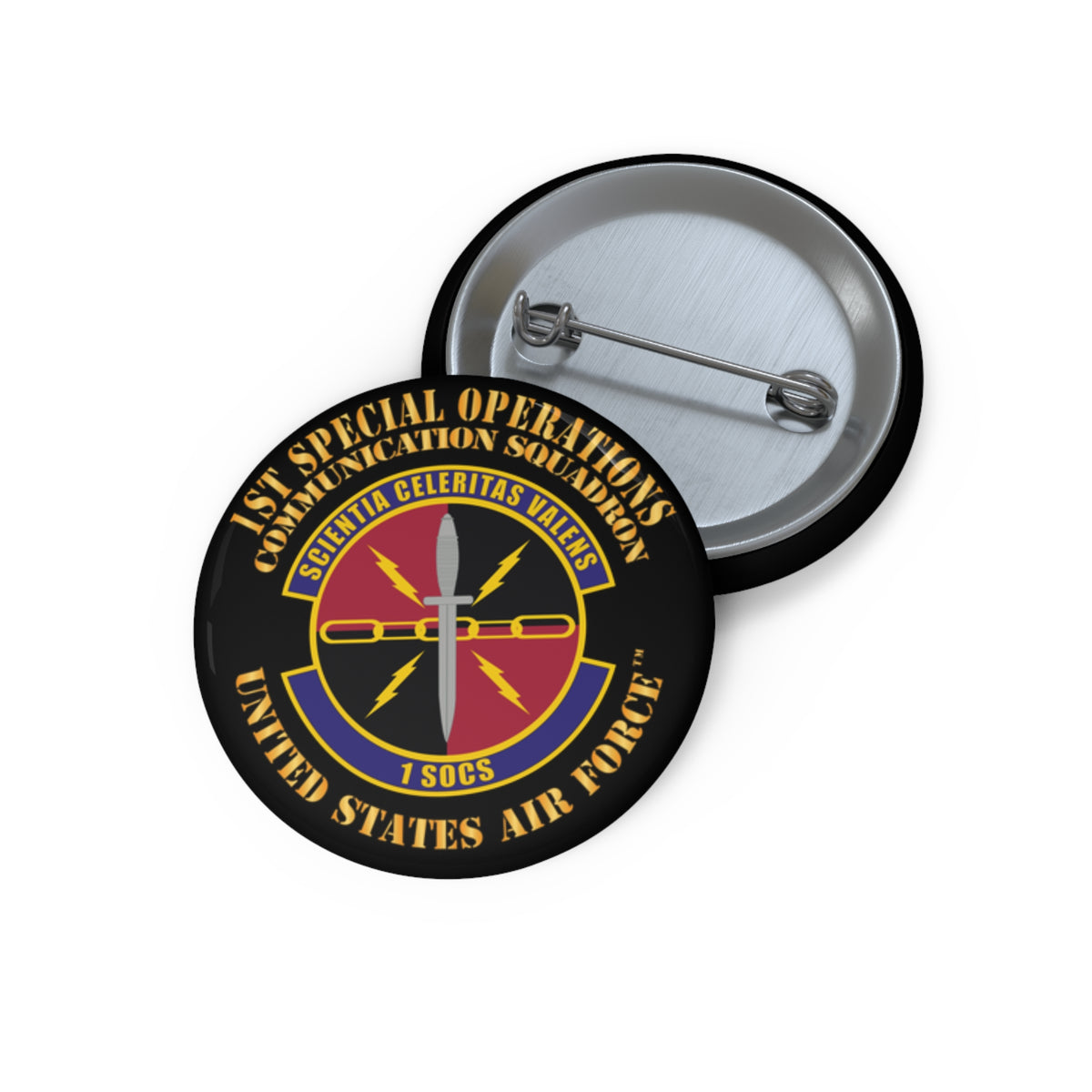 Custom Pin Button - USAF - 1st Special Operations Communication Squadron X 300