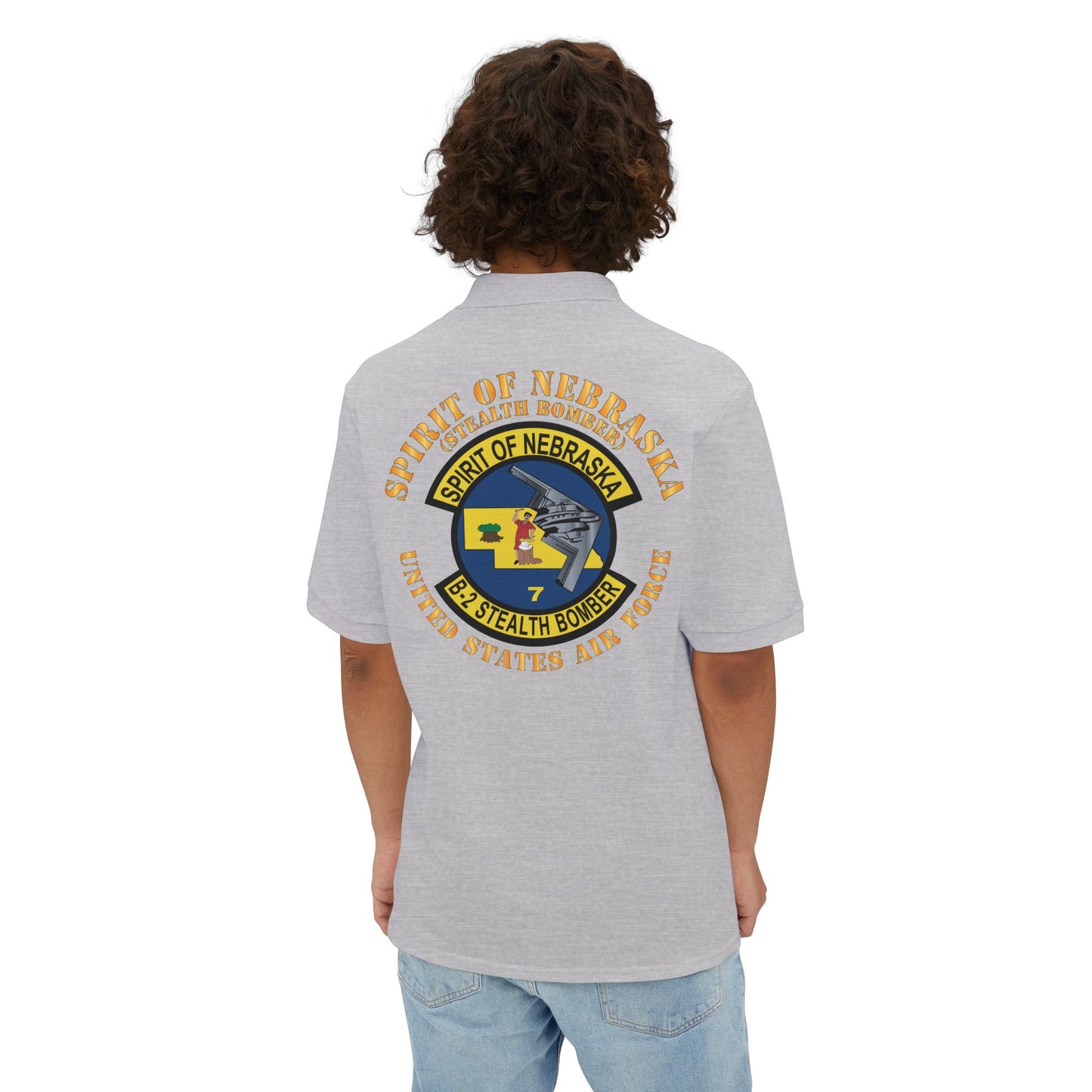 Men's Piqué Polo - USAF - B2 - Spirit of Nebraska - Stealth Bomber X 300