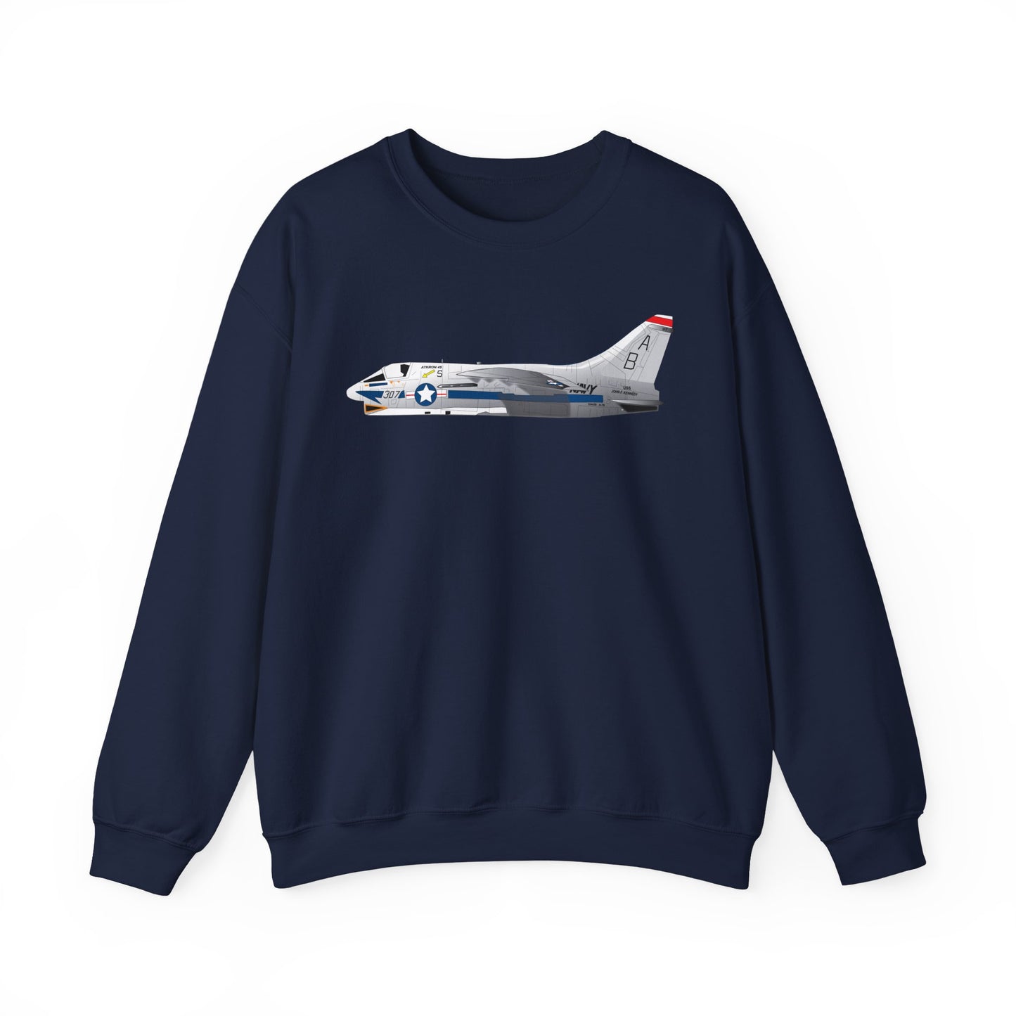 Crewneck Sweatshirt - Aircraft - Navy - A-7B Corsair II - Side X 300