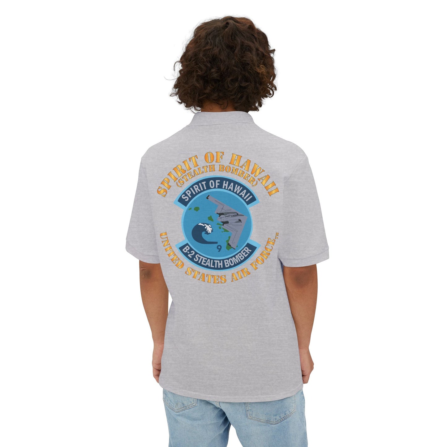 Men's Piqué Polo - USAF - B2 - Spirit of Hawaii - Stealth Bomber X 300