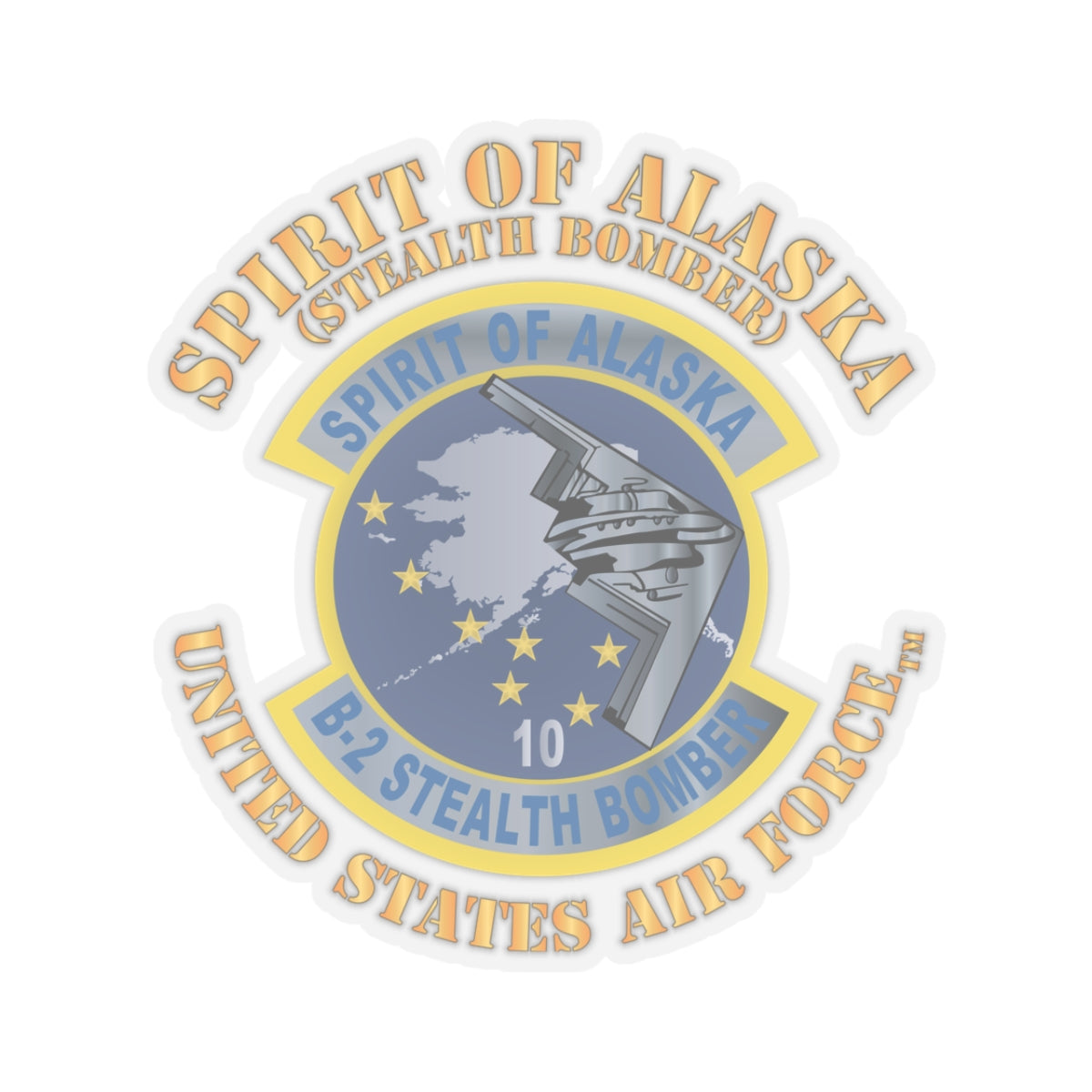 Kiss-Cut Stickers - USAF - B2 - Spirit of Alaska - Stealth Bomber X 300