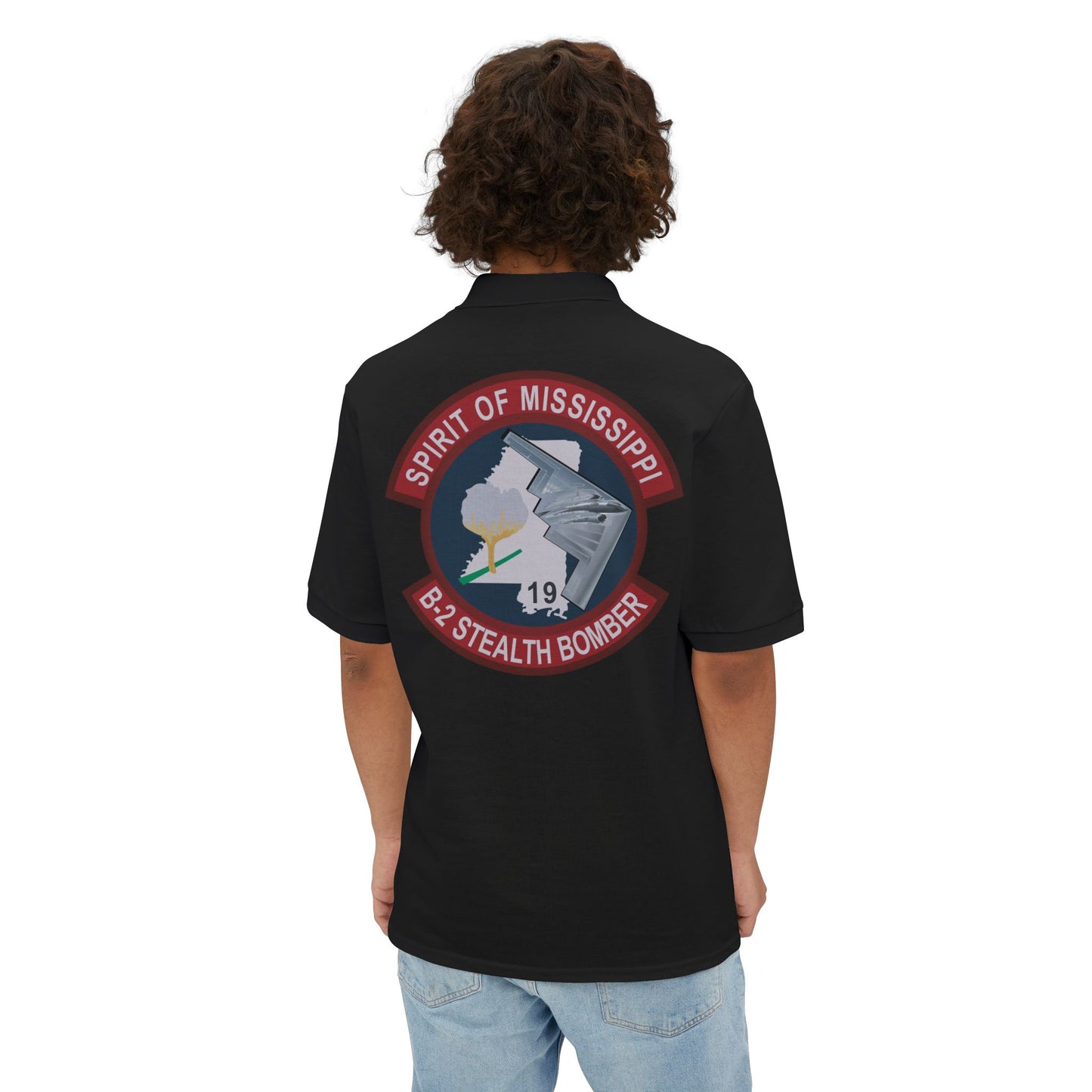 Men's Piqué Polo - USAF - B2 - Spirit of Mississippi - Stealth Bomber wo txt X 300