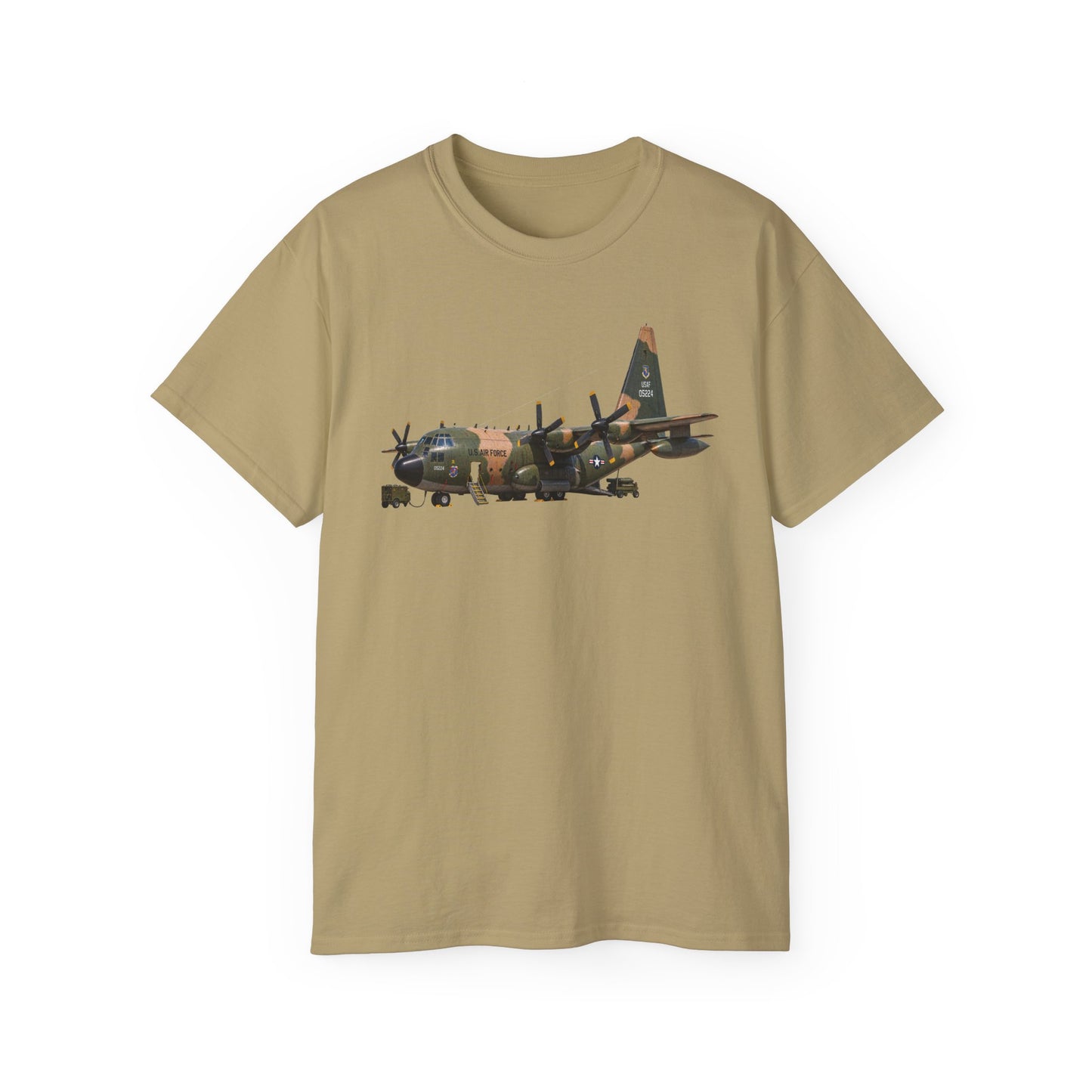 Unisex Ultra Cotton Tee - C-130  Aircraft - Camo - Landing - Parked - Static