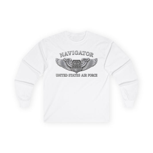Unisex Ultra Cotton Long Sleeve Tee - USAF - Navigator Badge - United States Air Force - 3D - Enhanced