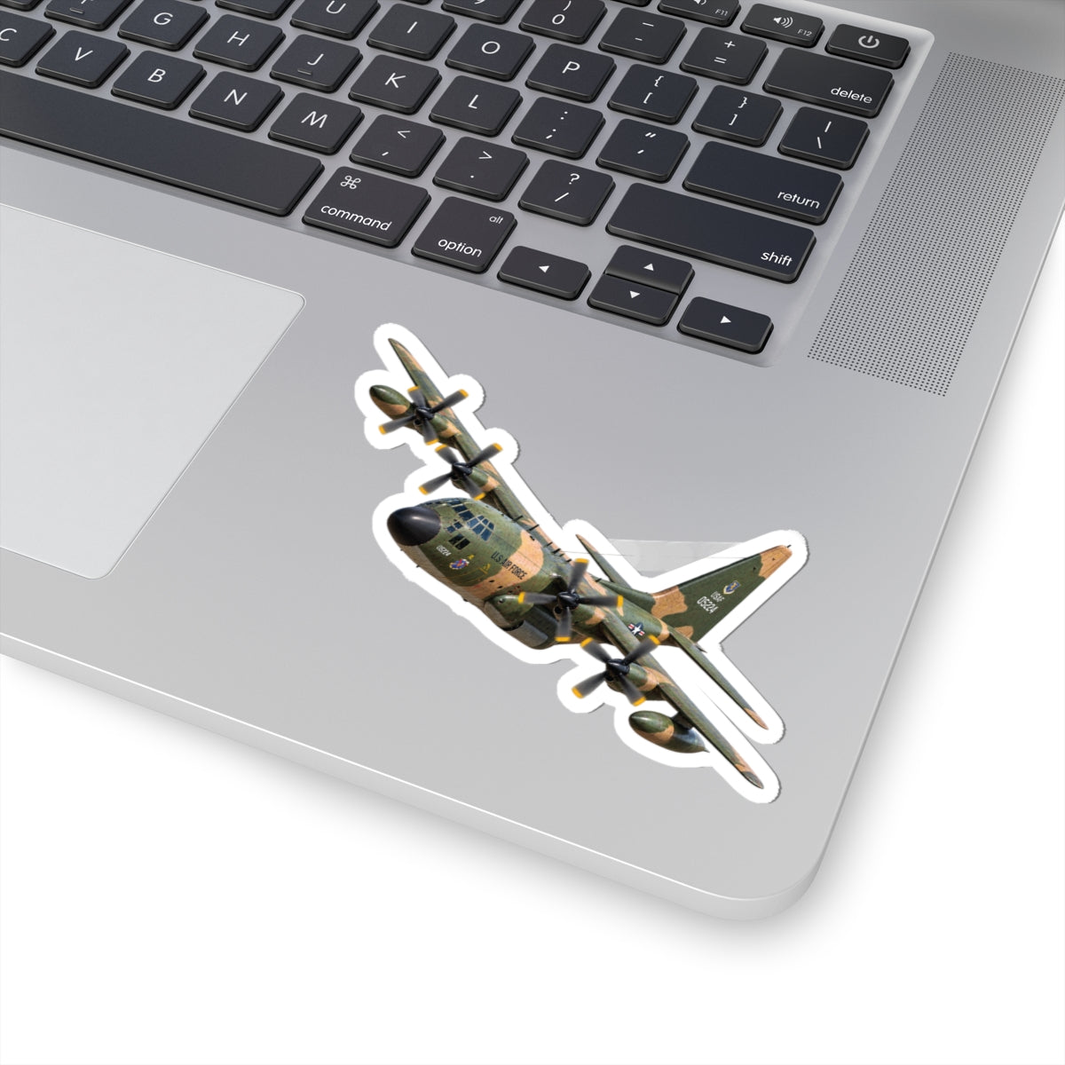Kiss-Cut Stickers - C-130  Aircraft - Camo - Landing - Hard Left Bank