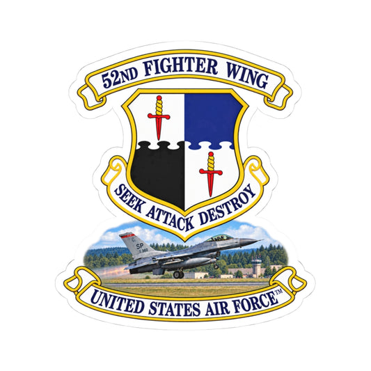Kiss-Cut Stickers - 52nd Fighter Wing - Shield - United States Air Force w scene and TM