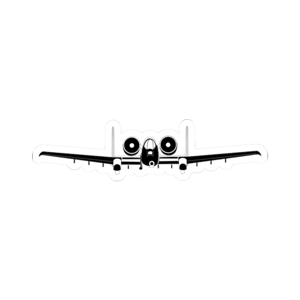 Kiss-Cut Stickers - Aircraft - USAF - A-10 Thunderbolt II - Front - BW X 300
