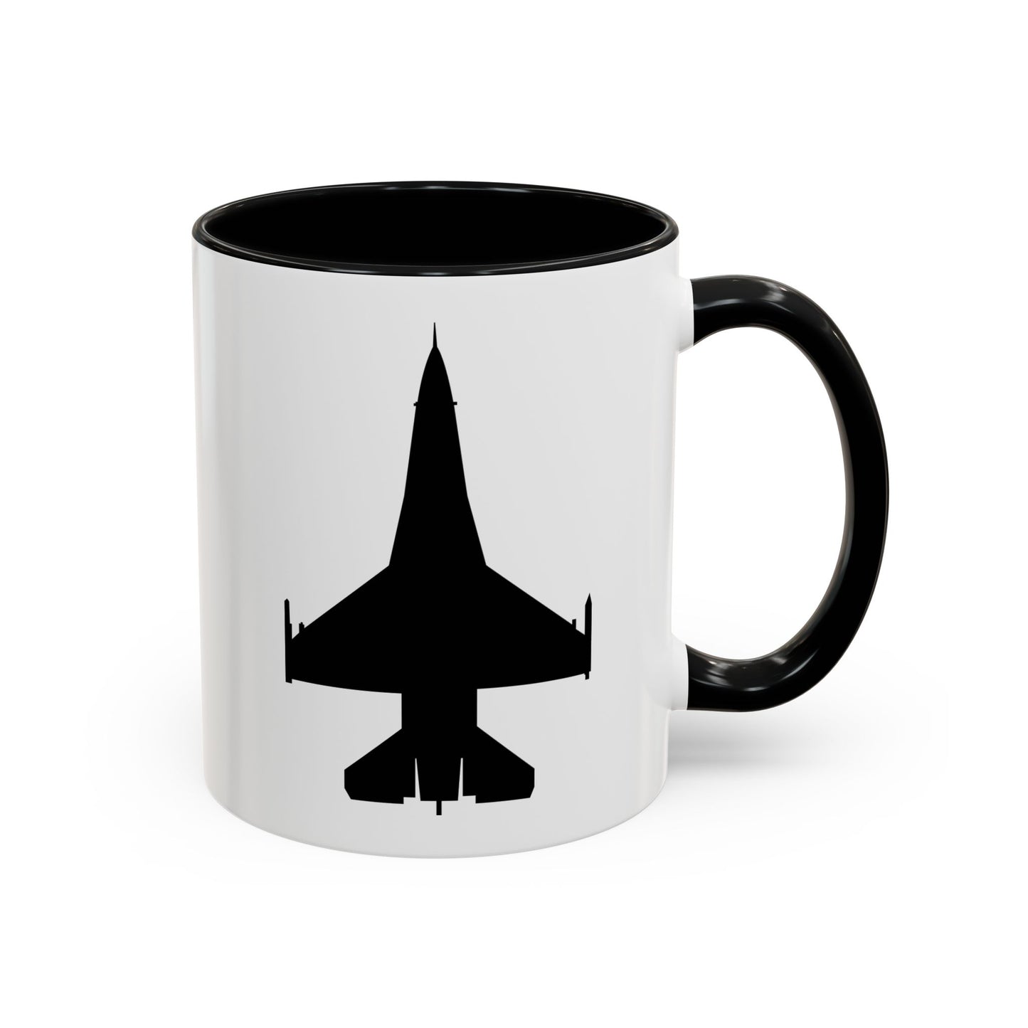 Accent Coffee Mug (11oz & 15oz) - Aircraft - F-16 -Top - Black wo Txt X 300