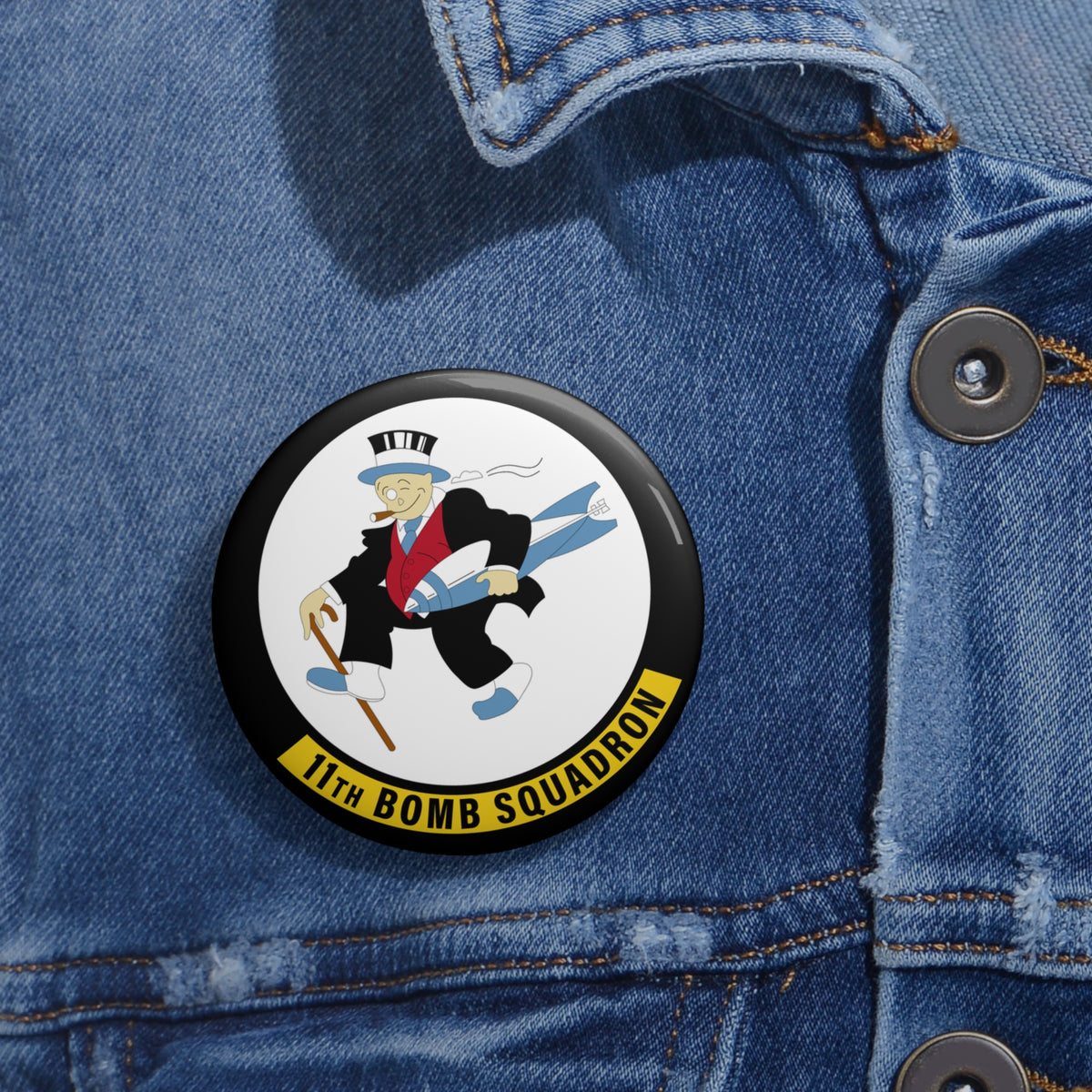 Custom Pin Button - USAF - 11th Bomb Squadron wo txt