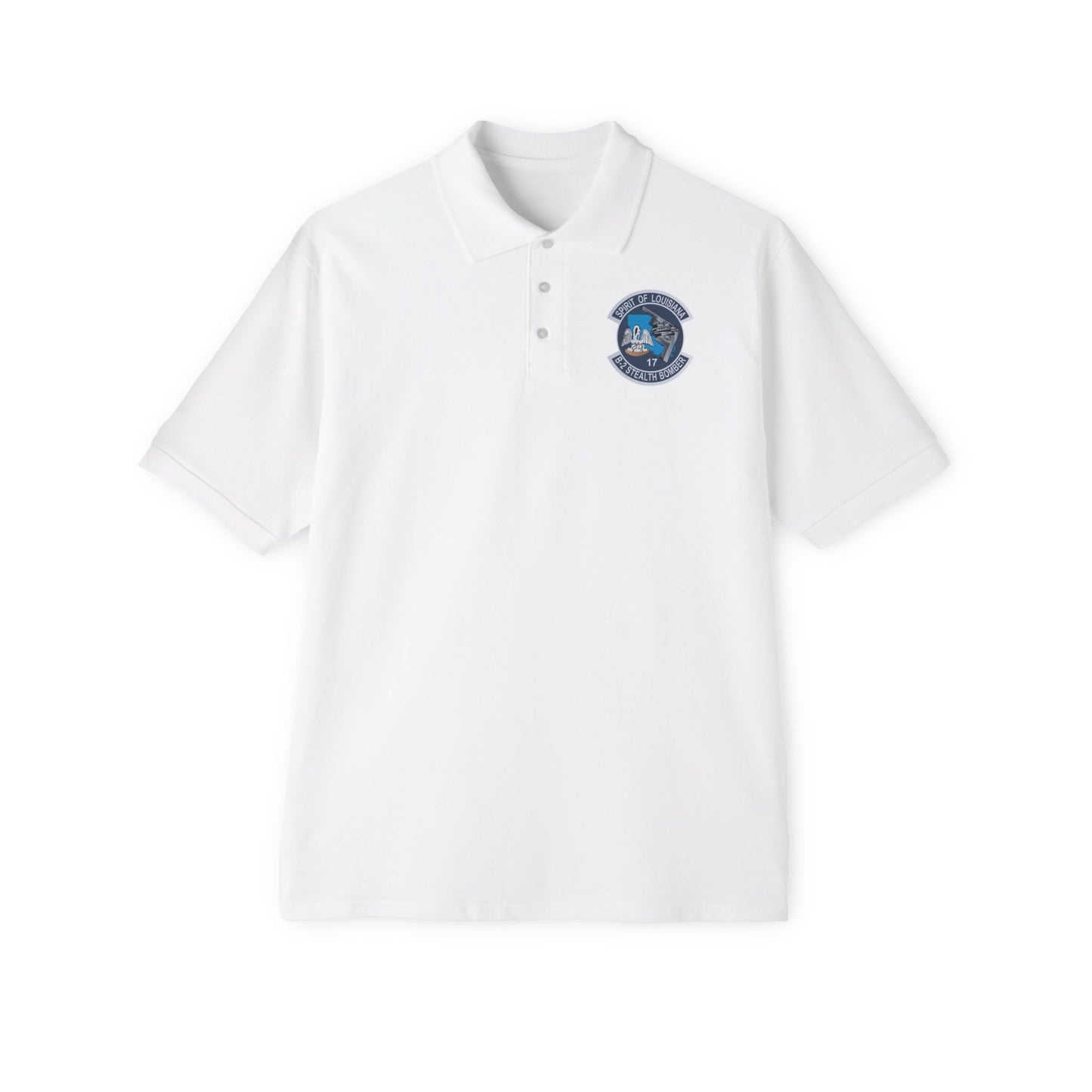Men's Piqué Polo - USAF - B2 - Spirit of Louisiana - Stealth Bomber X 300