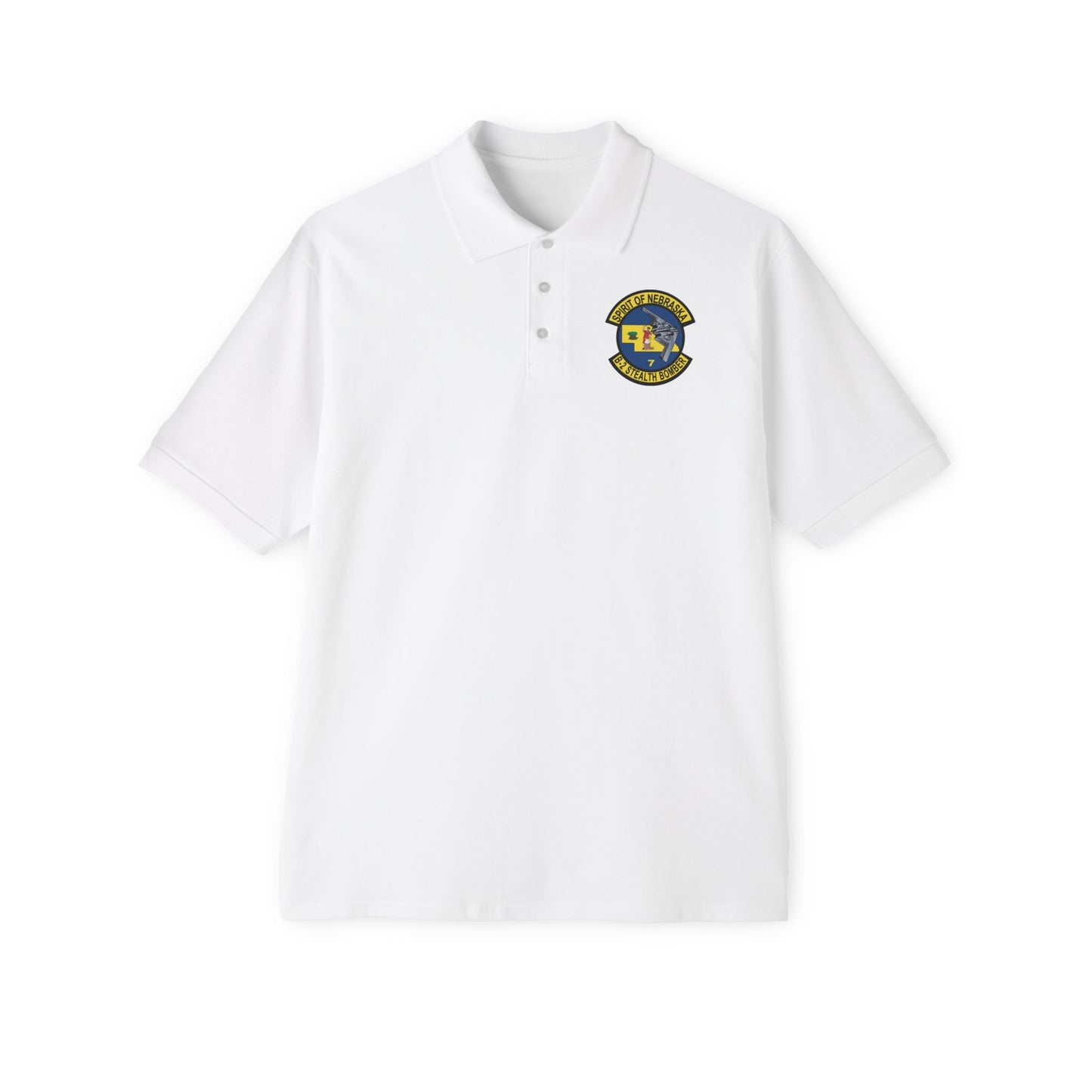Men's Piqué Polo - USAF - B2 - Spirit of Nebraska - Stealth Bomber wo txt X 300