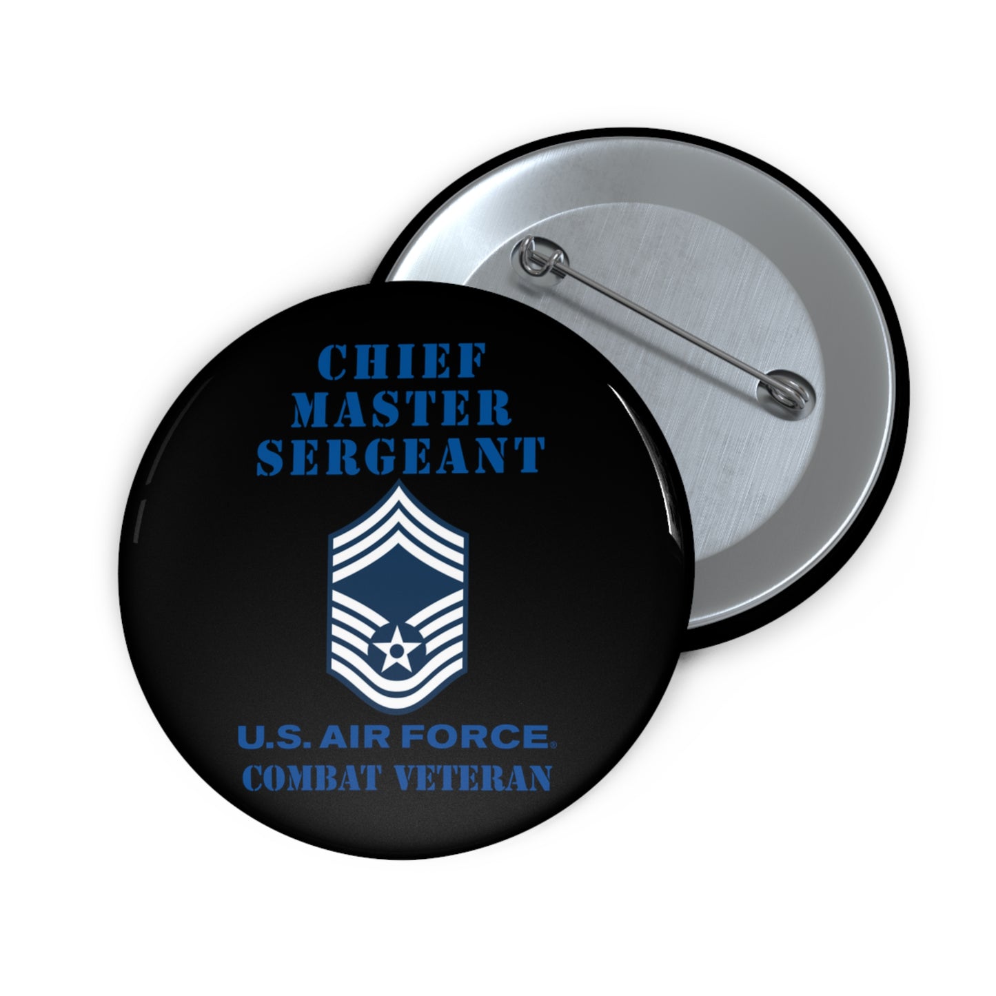 Custom Pin Button - USAF - Chief Master Sergeant (E9a) - 2020 - Combat Veteran