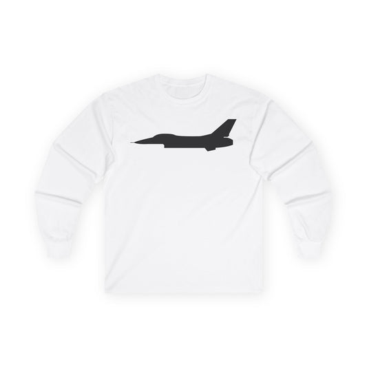 Unisex Ultra Cotton Long Sleeve Tee - Aircraft - F-16 - Side - Black - wo Txt X 300