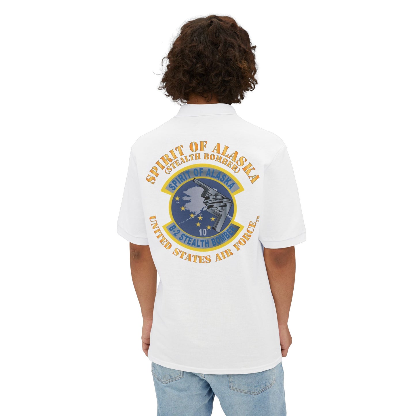 Men's Piqué Polo - USAF - B2 - Spirit of Alaska - Stealth Bomber X 300