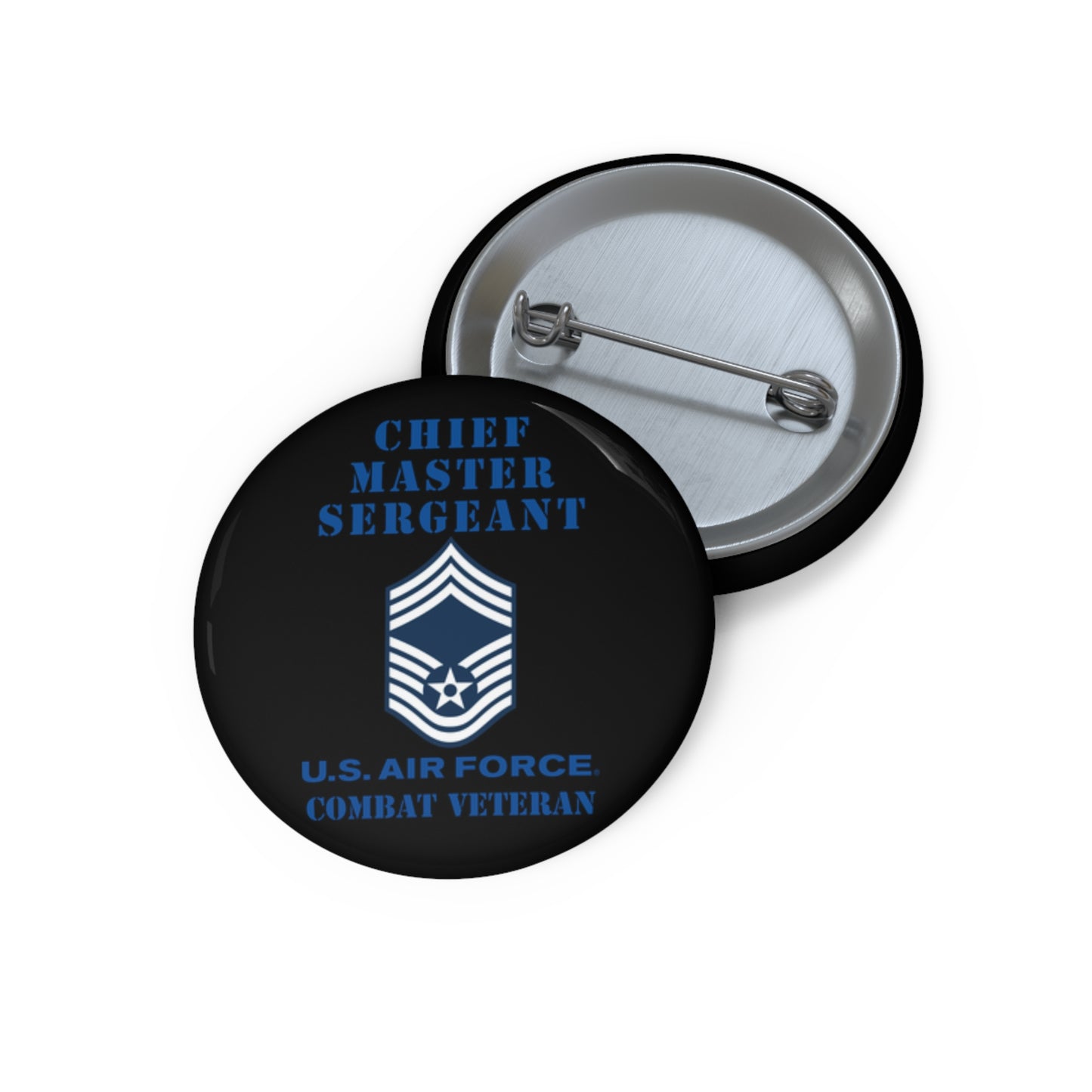 Custom Pin Button - USAF - Chief Master Sergeant (E9a) - 2020 - Combat Veteran