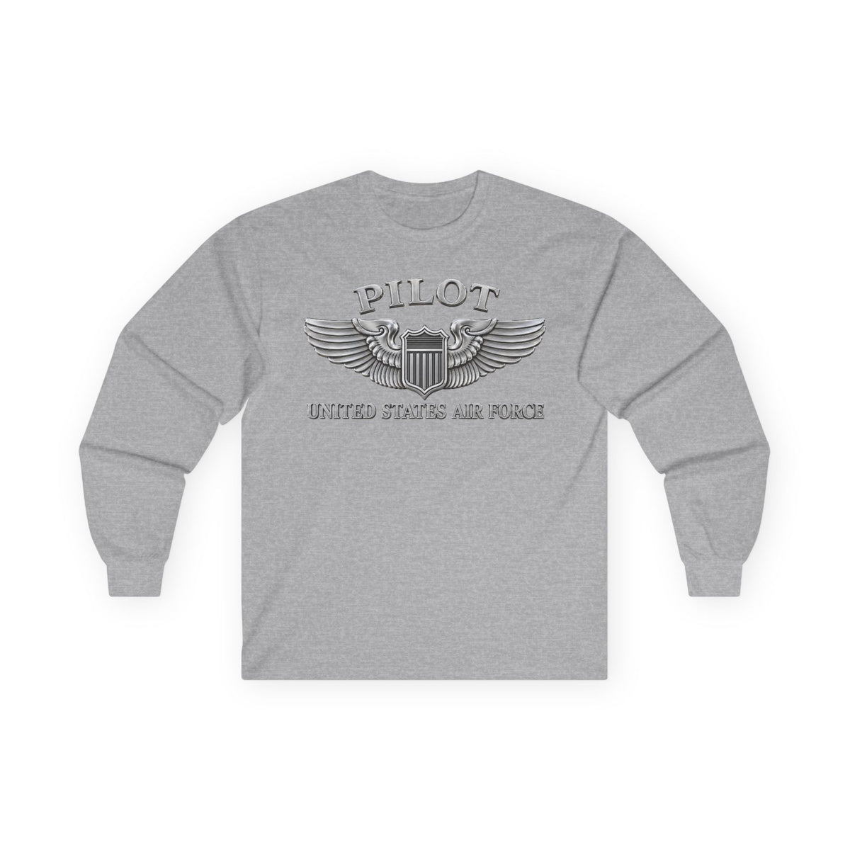 Unisex Ultra Cotton Long Sleeve Tee - USAF - Basic Pilot Badge - United States Air Force - 3D - Enhanced