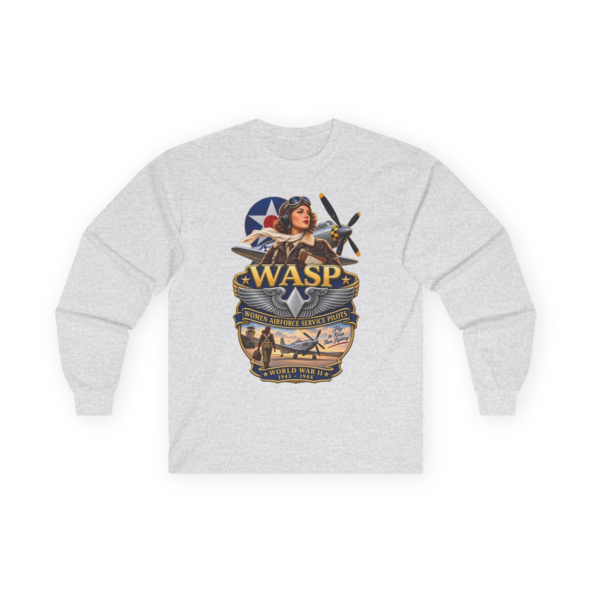 Unisex Ultra Cotton Long Sleeve Tee - WASP - Women Airforce Service Pilot - WWII - 3D - Enhanced