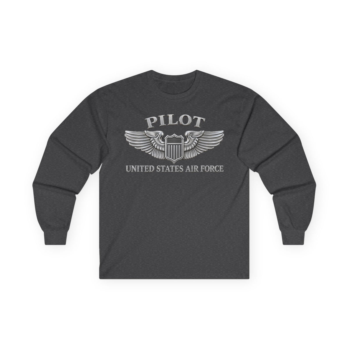 Unisex Ultra Cotton Long Sleeve Tee - USAF - Basic Pilot Badge - United States Air Force - 3D - Enhanced
