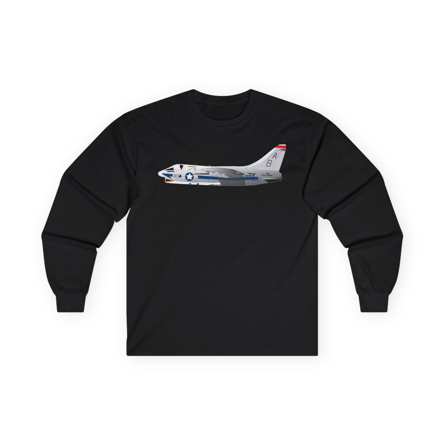Unisex Ultra Cotton Long Sleeve Tee - Aircraft - Navy - A-7B Corsair II - Side X 300