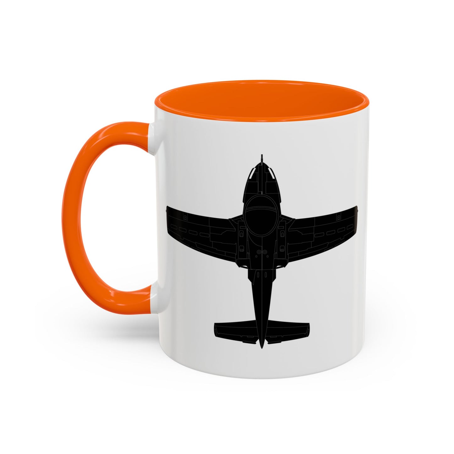 Accent Coffee Mug (11oz & 15oz) - Aircraft - T-37-Trainer - Top - Black - Metal X 300