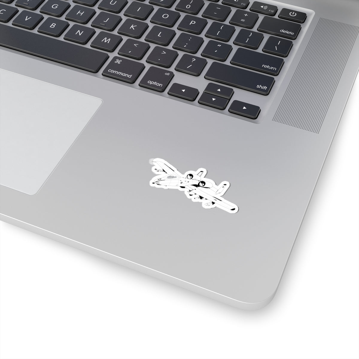Kiss-Cut Stickers - Aircraft - A10 - Front - Top - Oblique - BW X 300